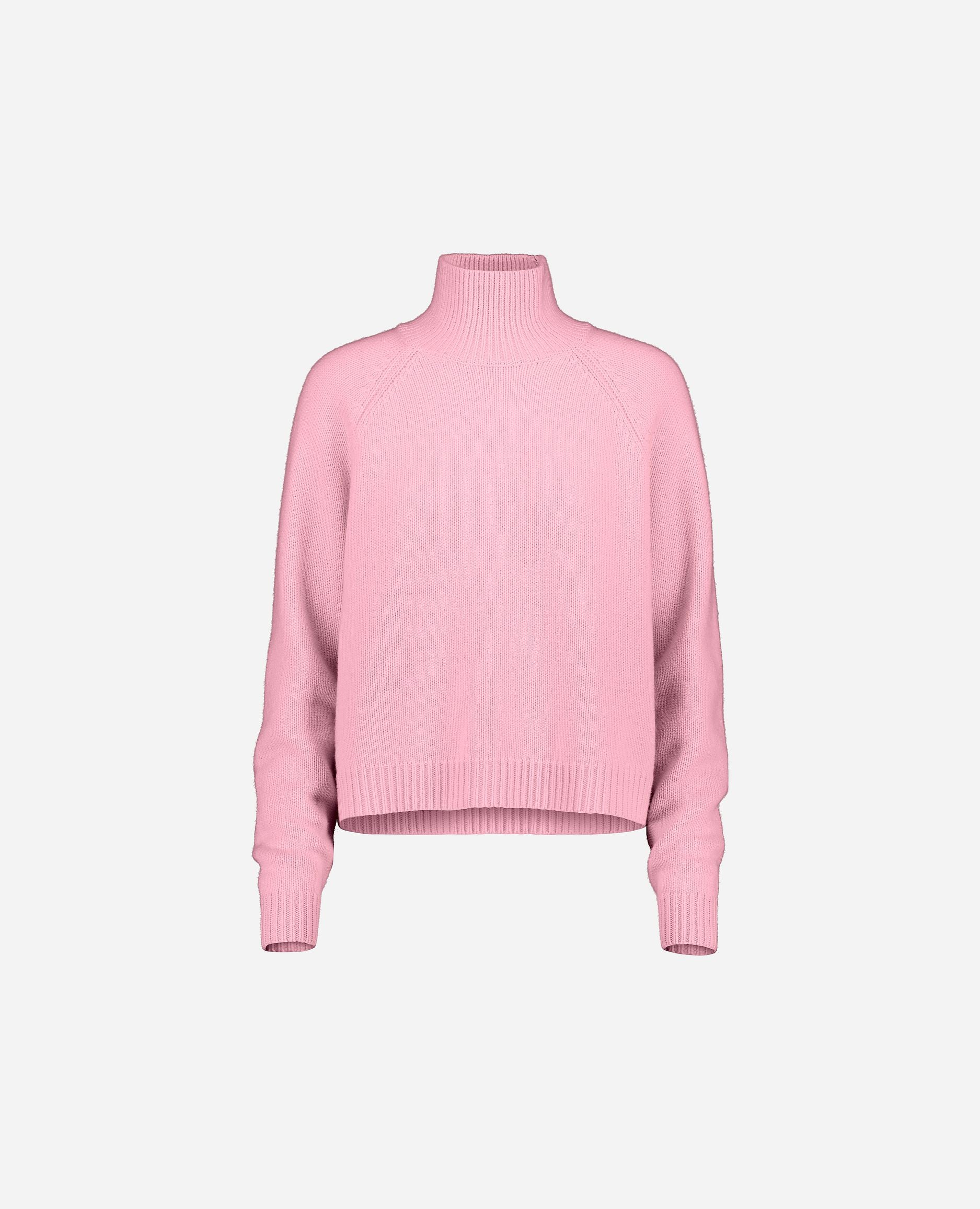 245-17001-62-S_hash_escaped_1 - Allude - 30% Cashmere 70% Wolle Active Damen Grobstrick Langarm Lockerer Schnitt Pullover Rose SAPG::245-17001 Stehkragen Winter 2024/2025 Wolle