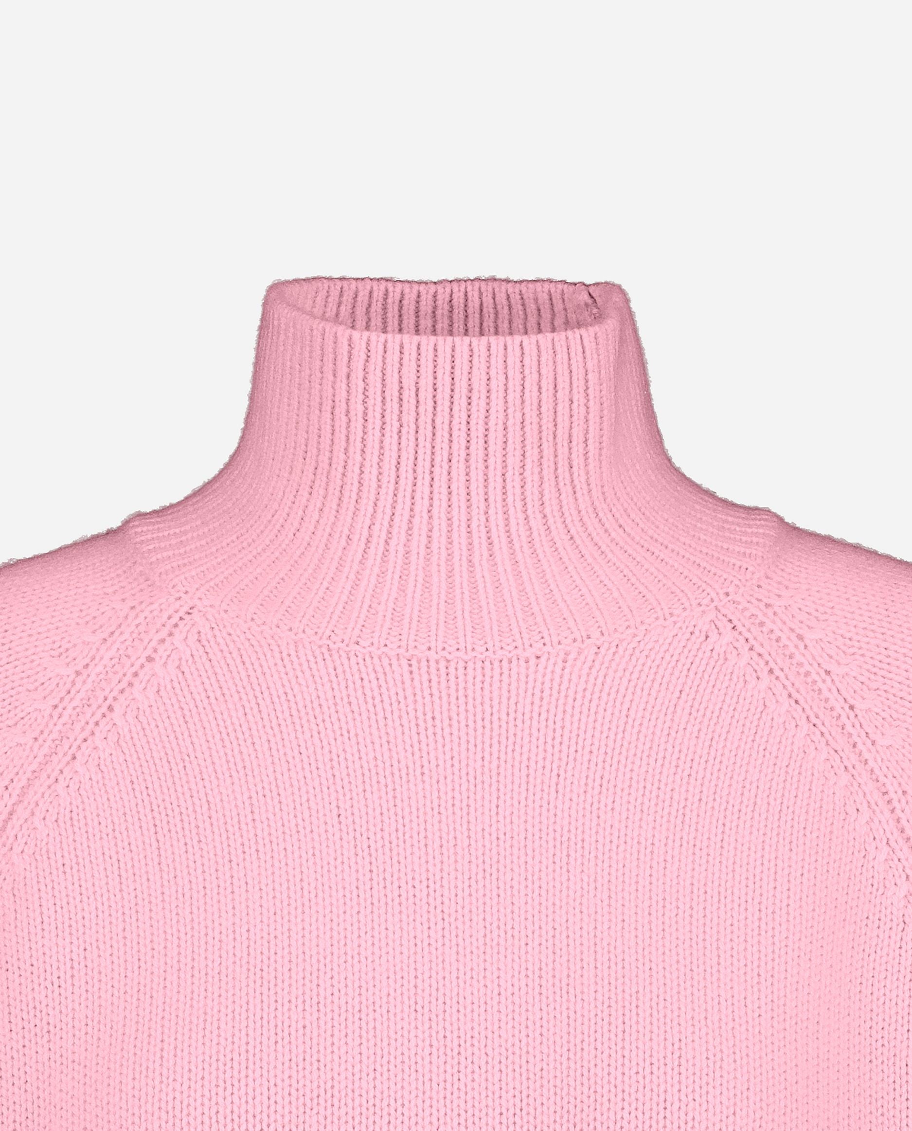 245-17001-62-S_hash_escaped_3 - Allude - 30% Cashmere 70% Wolle Active Damen Grobstrick Langarm Lockerer Schnitt Pullover Rose SAPG::245-17001 Stehkragen Winter 2024/2025 Wolle