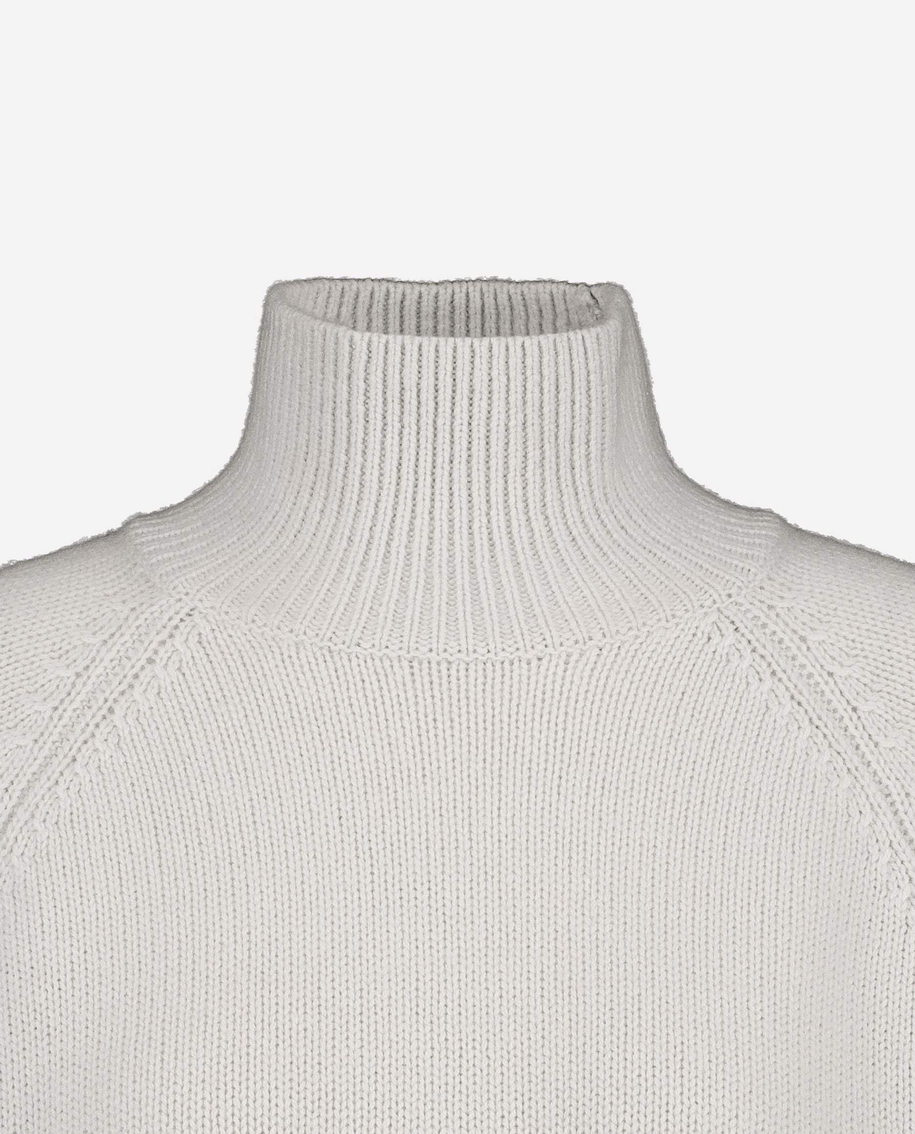 245-17001-80-S_hash_escaped_3 - Allude - 30% Cashmere 70% Wolle Active Damen Grau Grobstrick Langarm Lockerer Schnitt Pullover SAPG::245-17001 Stehkragen Winter 2024/2025 Wolle