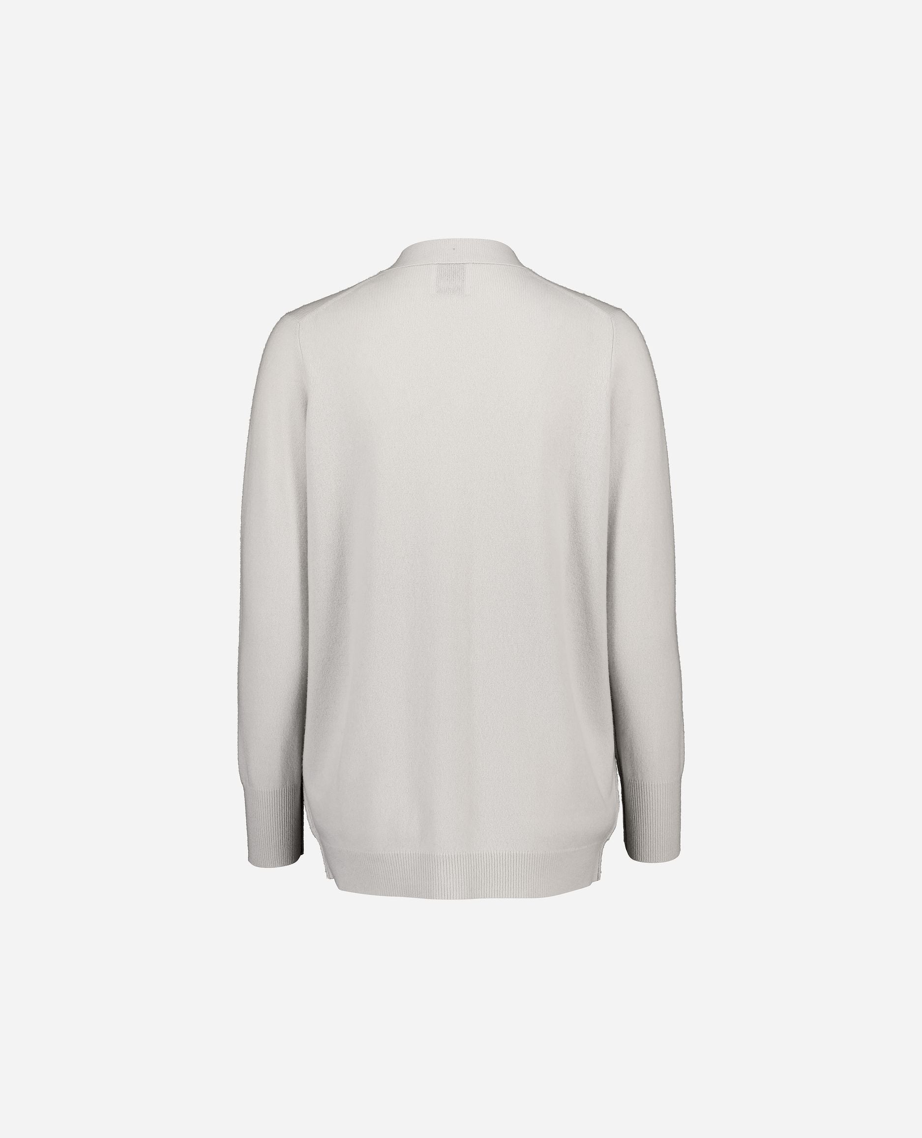 245-17010-80-S_hash_escaped_2 - Allude - 30% Cashmere 70% Wolle Active Damen Feinstrick Gerade Passform Grau Langarm SAPG::245-17010 Strickjacke V-Ausschnitt Winter 2024/2025 Wolle