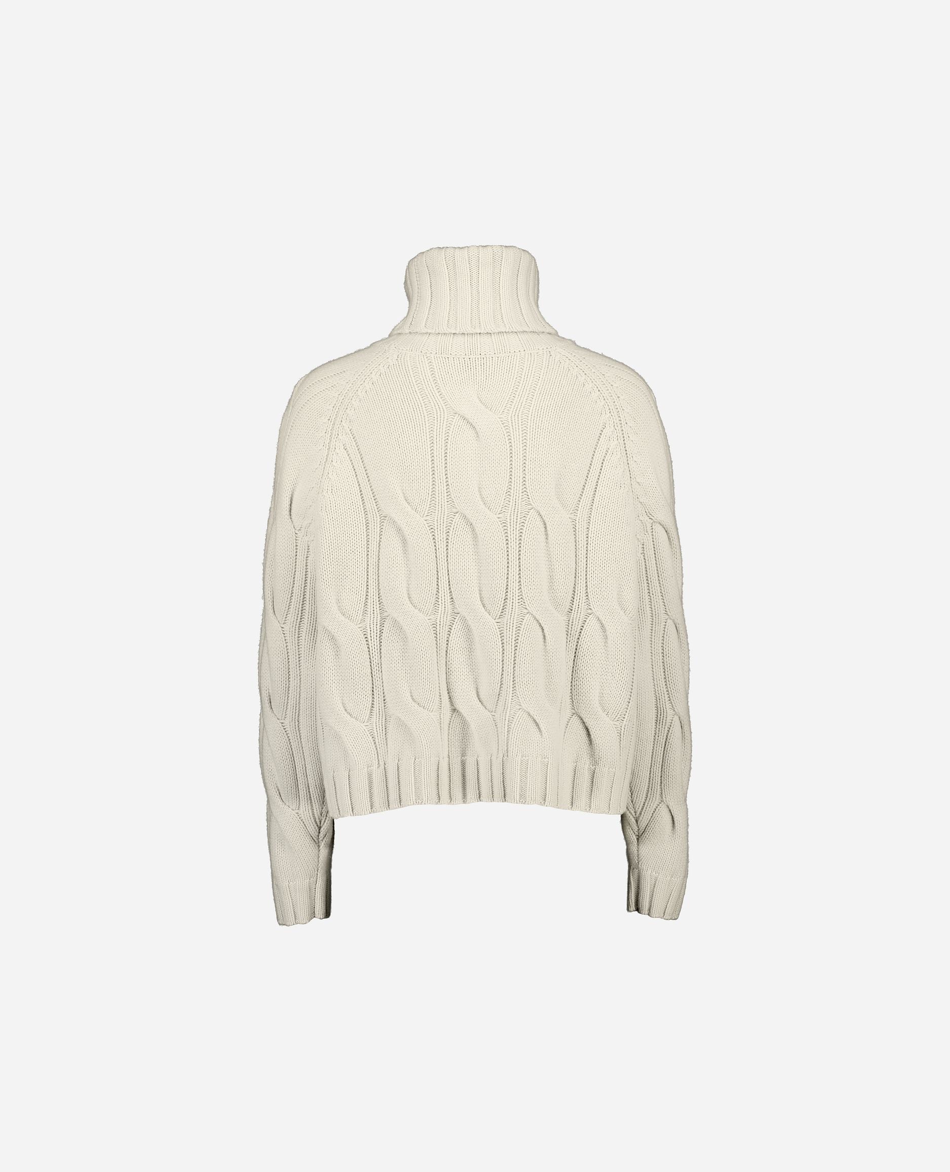 245-17042-41-S_hash_escaped_2 - Allude - 30% Cashmere 70% Wolle Active Damen Grobstrick Kreme Langarm Lockerer Schnitt Pullover Rollkragen SAPG::245-17042 Winter 2024/2025 Wolle