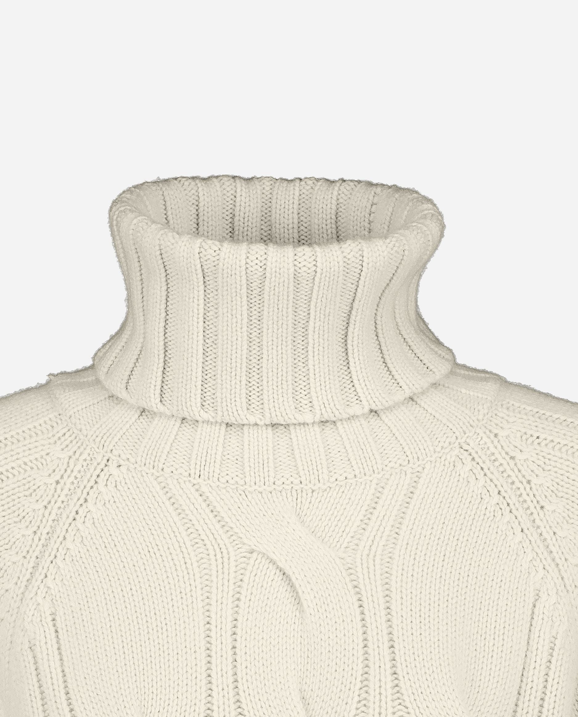 245-17042-41-S_hash_escaped_3 - Allude - 30% Cashmere 70% Wolle Active Damen Grobstrick Kreme Langarm Lockerer Schnitt Pullover Rollkragen SAPG::245-17042 Winter 2024/2025 Wolle