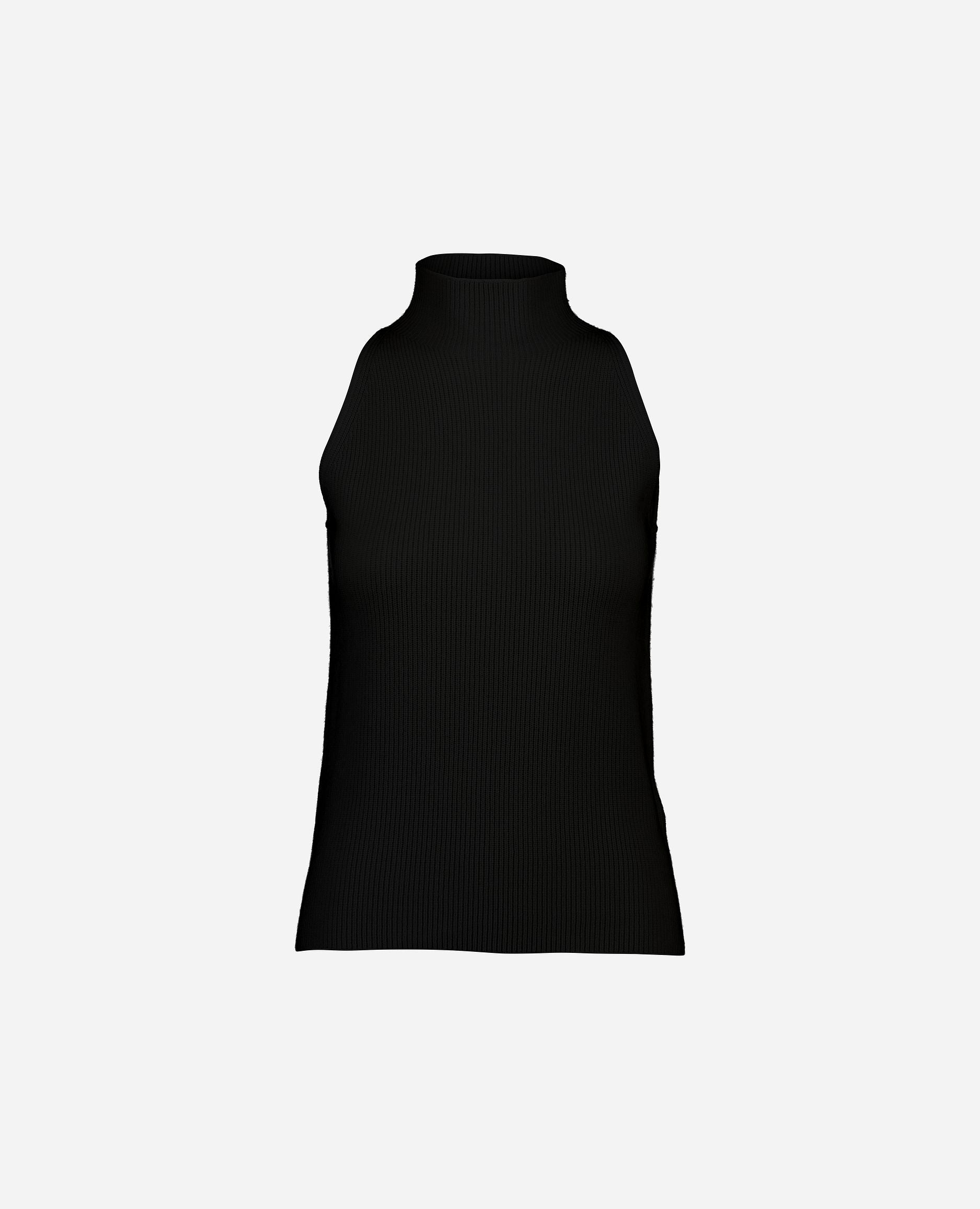 245-17072-90-S_hash_escaped_1 - Allude - 30% Cashmere 70% Wolle Active Damen Enger Schnitt Feinstrick Pullover SAPG::245-17072 Schwarz Stehkragen Winter 2024/2025 Wolle