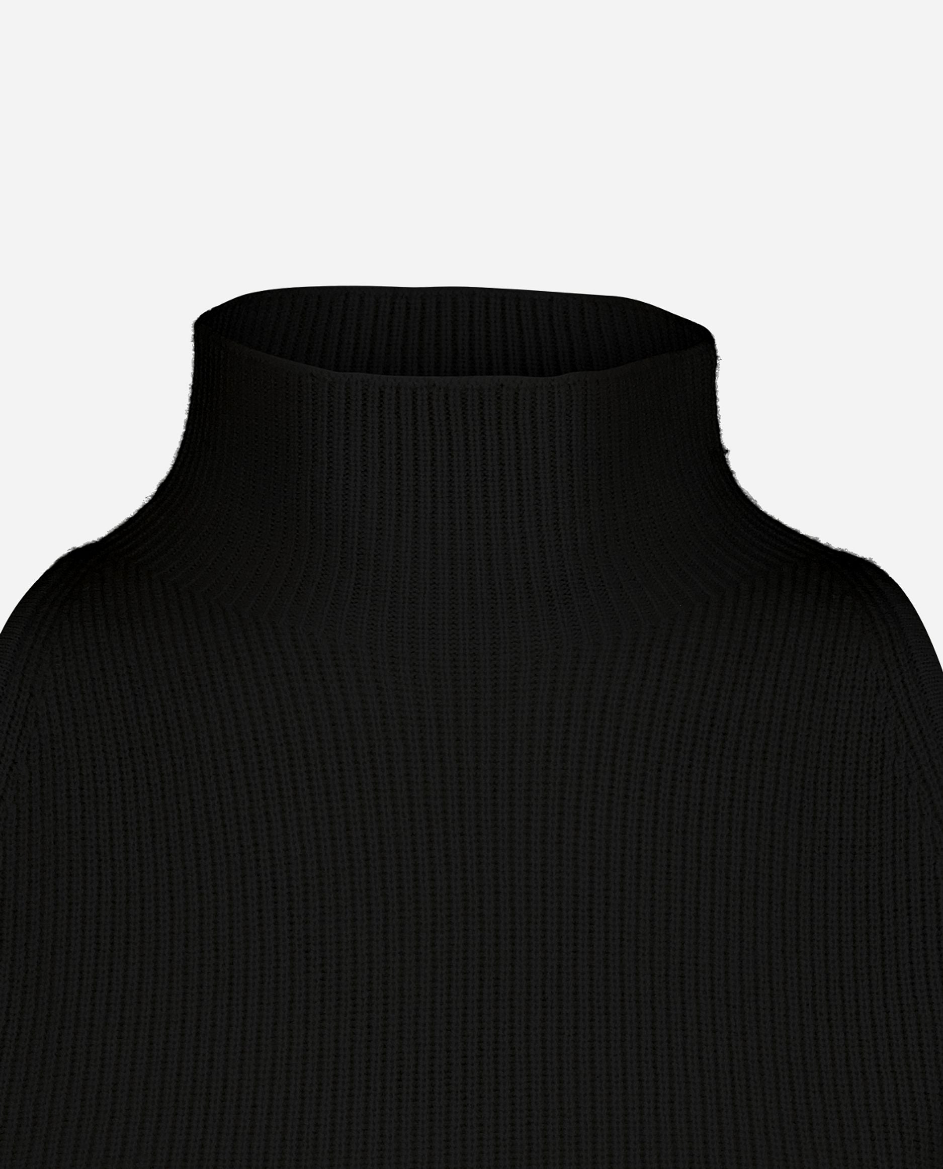 245-17072-90-S_hash_escaped_3 - Allude - 30% Cashmere 70% Wolle Active Damen Enger Schnitt Feinstrick Pullover SAPG::245-17072 Schwarz Stehkragen Winter 2024/2025 Wolle