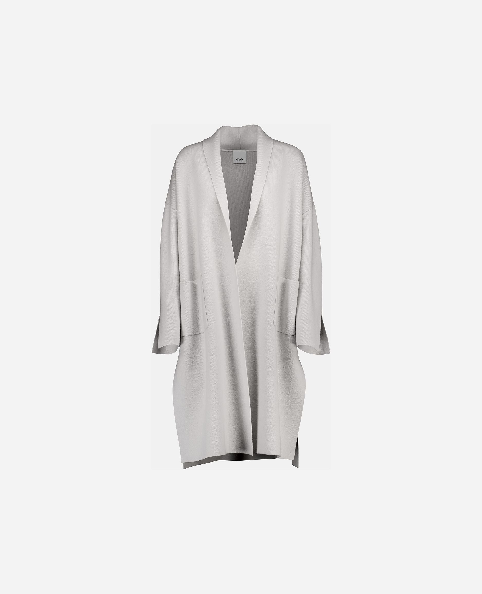 245-17600-80-S_hash_escaped_1 - Allude - 0 30% Cashmere 70% Wolle Active Damen Grau Langarm Lockerer Schnitt Mantel mittelschwerer Strick SAPG::245-17600 Winter 2024/2025 Wolle