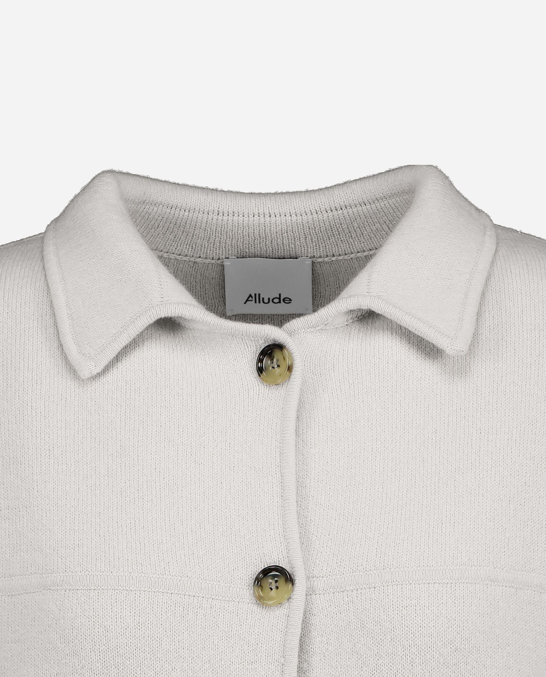 245-17612-80-S_hash_escaped_3 - Allude - 0 30% Cashmere 70% Wolle Active Damen Grau Jacket Kastiger Schnitt Langarm mittelschwerer Strick SAPG::245-17612 Winter 2024/2025 Wolle