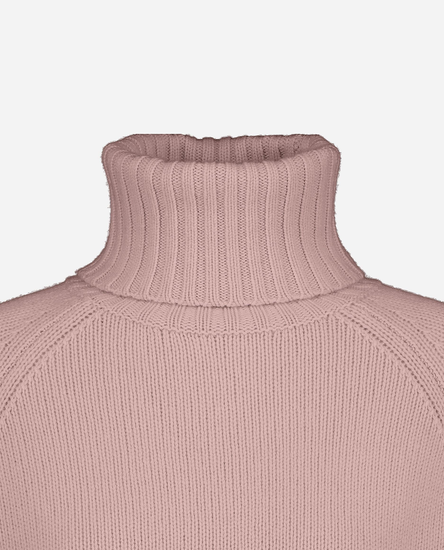 245-17632-61-S_hash_escaped_3 - Allude - 30% Cashmere 70% Wolle Active Damen Gerade Passform Grobstrick Langarm Pullover Rollkragen Rose SAPG::245-17632 Winter 2024/2025 Wolle