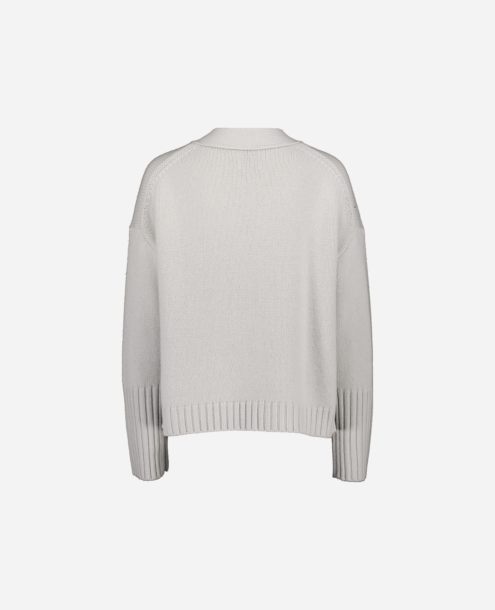 245-17640-80-S_hash_escaped_2 - Allude - 30% Cashmere 70% Wolle Active Damen Grau Grobstrick Langarm Lockerer Schnitt SAPG::245-17640 Strickjacke V-Ausschnitt Winter 2024/2025 Wolle
