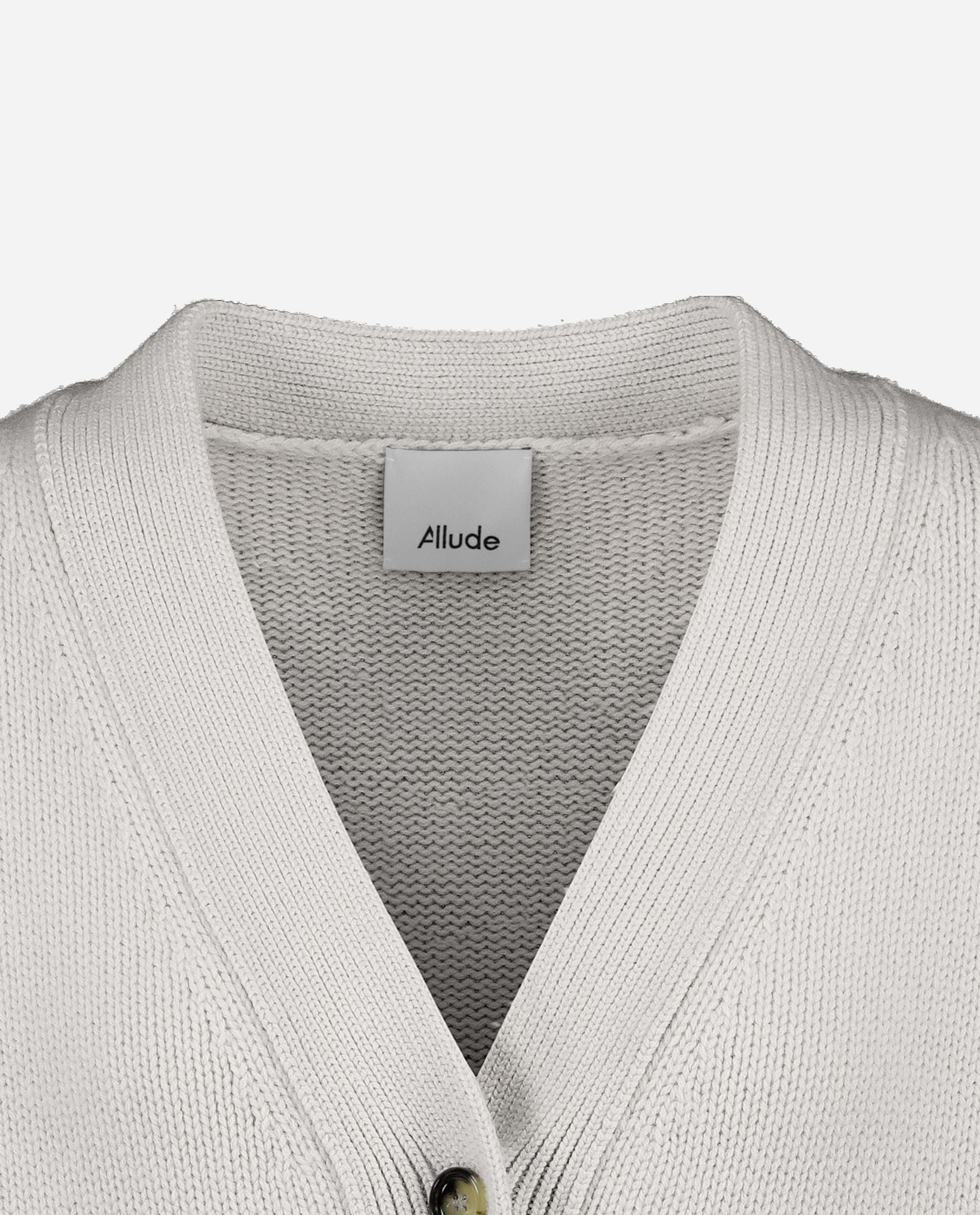 245-17640-80-S_hash_escaped_3 - Allude - 30% Cashmere 70% Wolle Active Damen Grau Grobstrick Langarm Lockerer Schnitt SAPG::245-17640 Strickjacke V-Ausschnitt Winter 2024/2025 Wolle