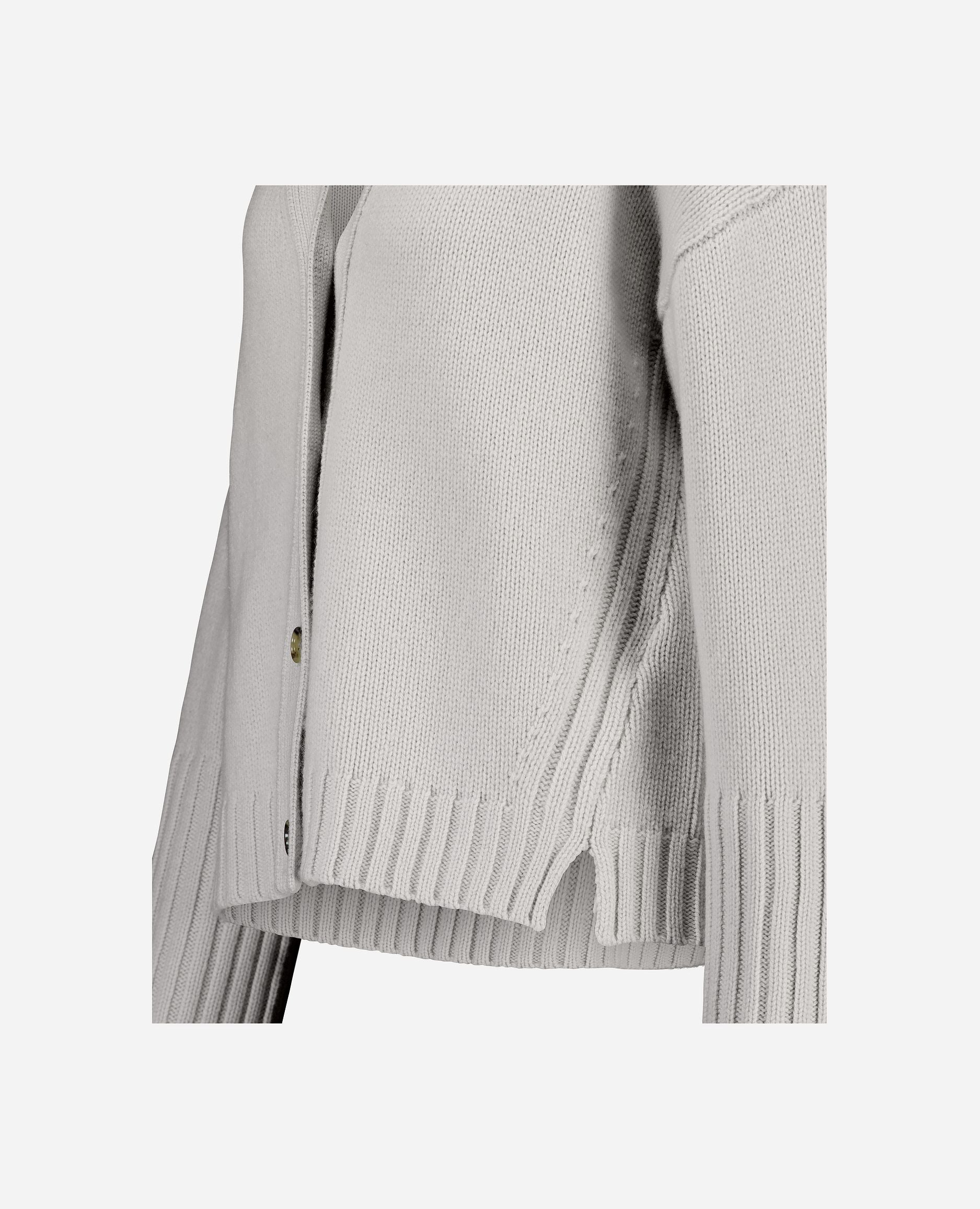 245-17640-80-S_hash_escaped_5 - Allude - 30% Cashmere 70% Wolle Active Damen Grau Grobstrick Langarm Lockerer Schnitt SAPG::245-17640 Strickjacke V-Ausschnitt Winter 2024/2025 Wolle