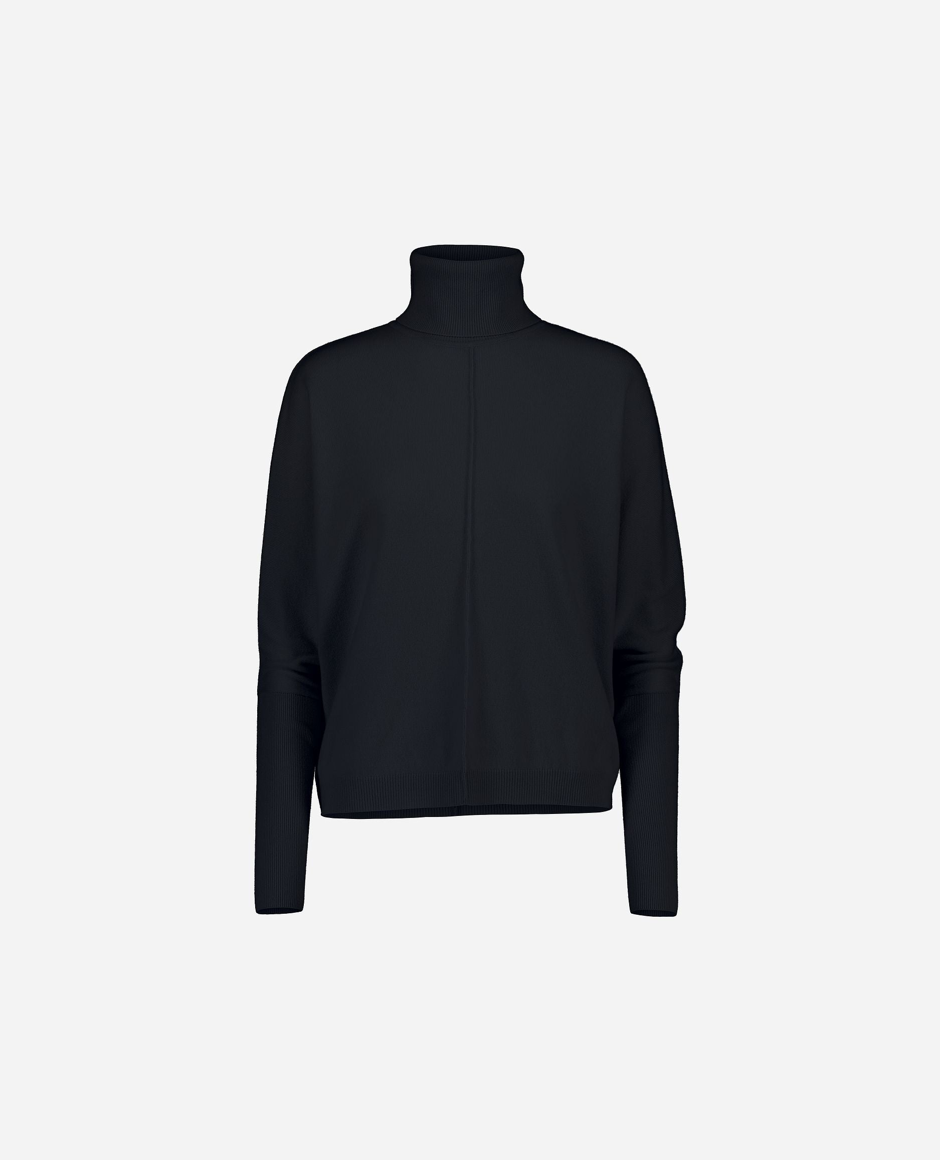 245-17660-14-S_hash_escaped_1 - Allude - 30% Cashmere 70% Wolle Active Damen Feinstrick Langarm Lockerer Schnitt Navy Pullover Rollkragen SAPG::245-17660 Winter 2024/2025 Wolle