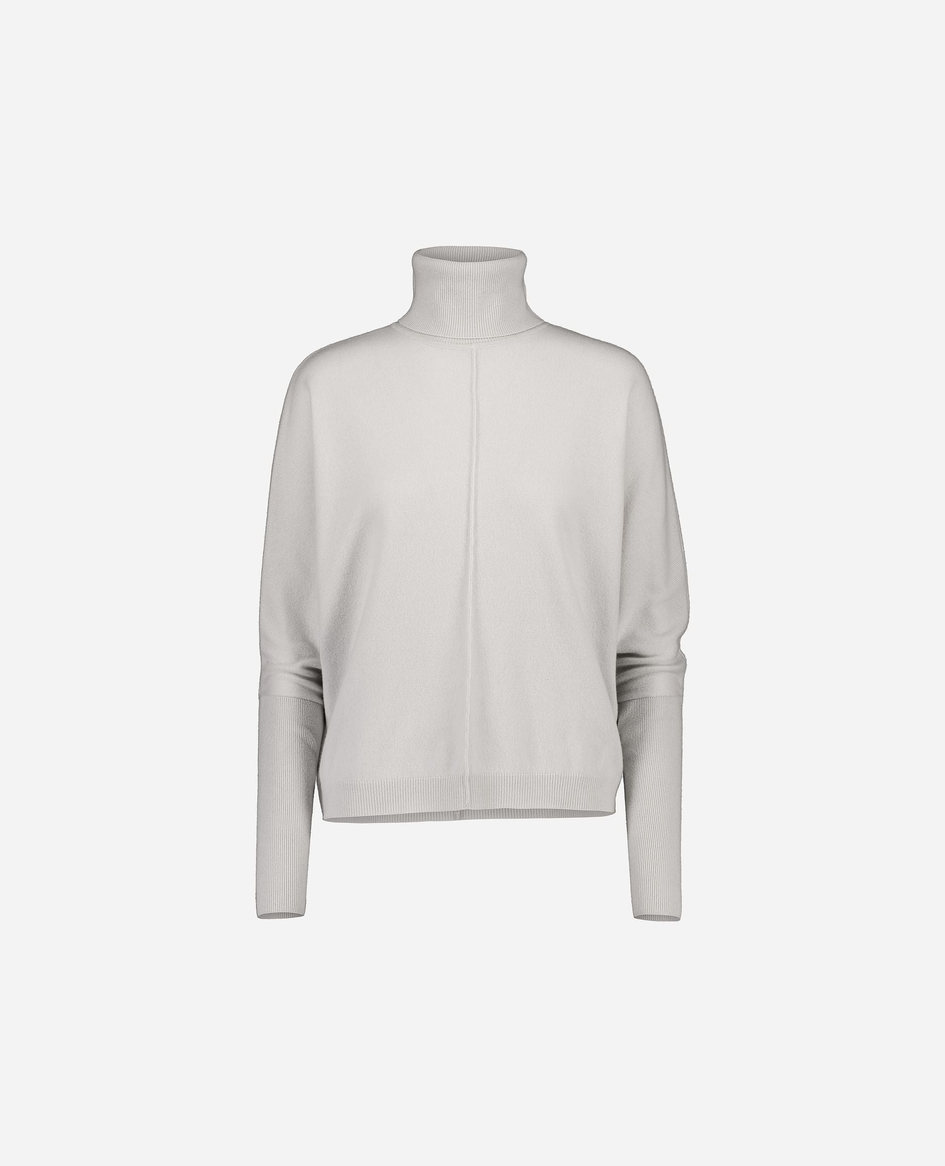 245-17660-80-S_hash_escaped_1 - Allude - 30% Cashmere 70% Wolle Active Damen Feinstrick Grau Langarm Lockerer Schnitt Pullover Rollkragen SAPG::245-17660 Winter 2024/2025 Wolle