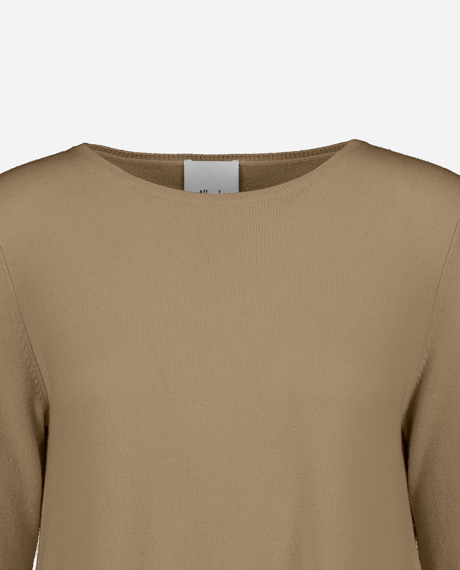 245-17664-43-S_hash_escaped_3 - Allude - 30% Cashmere 70% Wolle A-Form Active Beige Damen Feinstrick Kleid Langarm NEW Rundhalsausschnitt SAPG::245-17664 Winter 2024/2025 Wolle