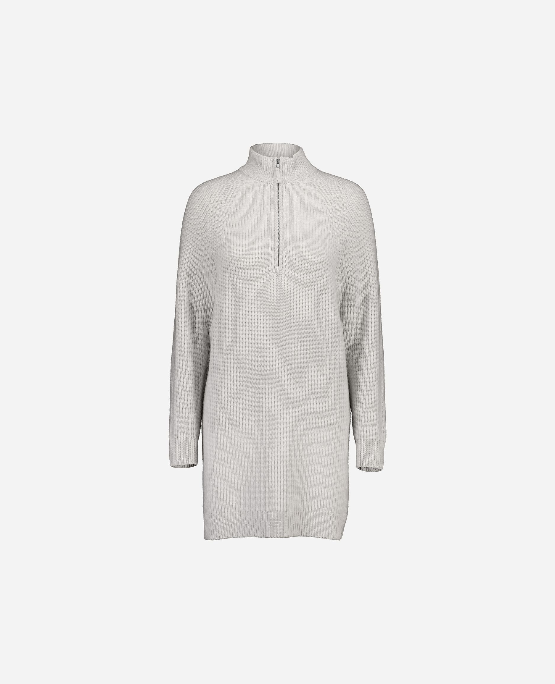 245-17751-80-S_hash_escaped_1 - Allude - 0 30% Cashmere 70% Wolle Active Damen Gerade Passform Grau Kleid Langarm mittelschwerer Strick SAPG::245-17751 Winter 2024/2025 Wolle