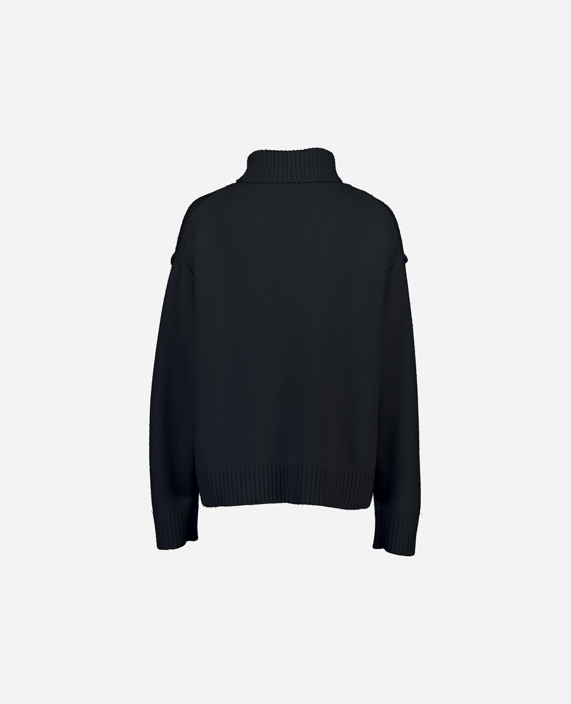 245-17801-14-S_hash_escaped_2 - Allude - 30% Cashmere 70% Wolle Active Damen Grobstrick Langarm Lockerer Schnitt Navy Pullover Rollkragen SAPG::245-17801 Winter 2024/2025 Wolle