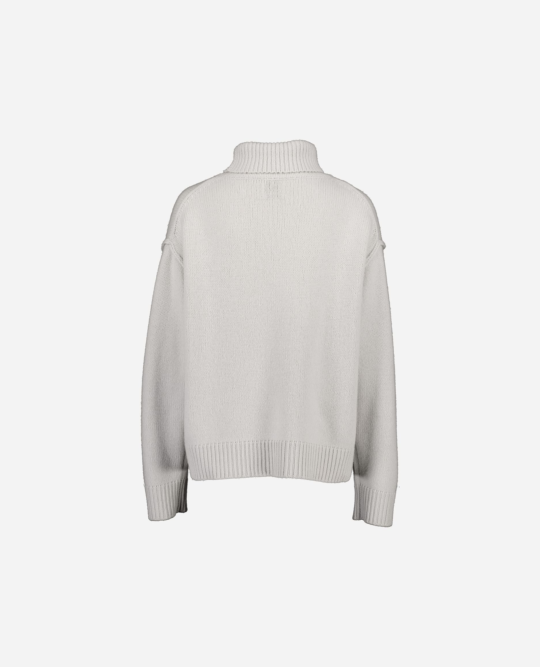 245-17801-80-S_hash_escaped_2 - Allude - 30% Cashmere 70% Wolle Active Damen Grau Grobstrick Langarm Lockerer Schnitt Pullover Rollkragen SAPG::245-17801 Winter 2024/2025 Wolle