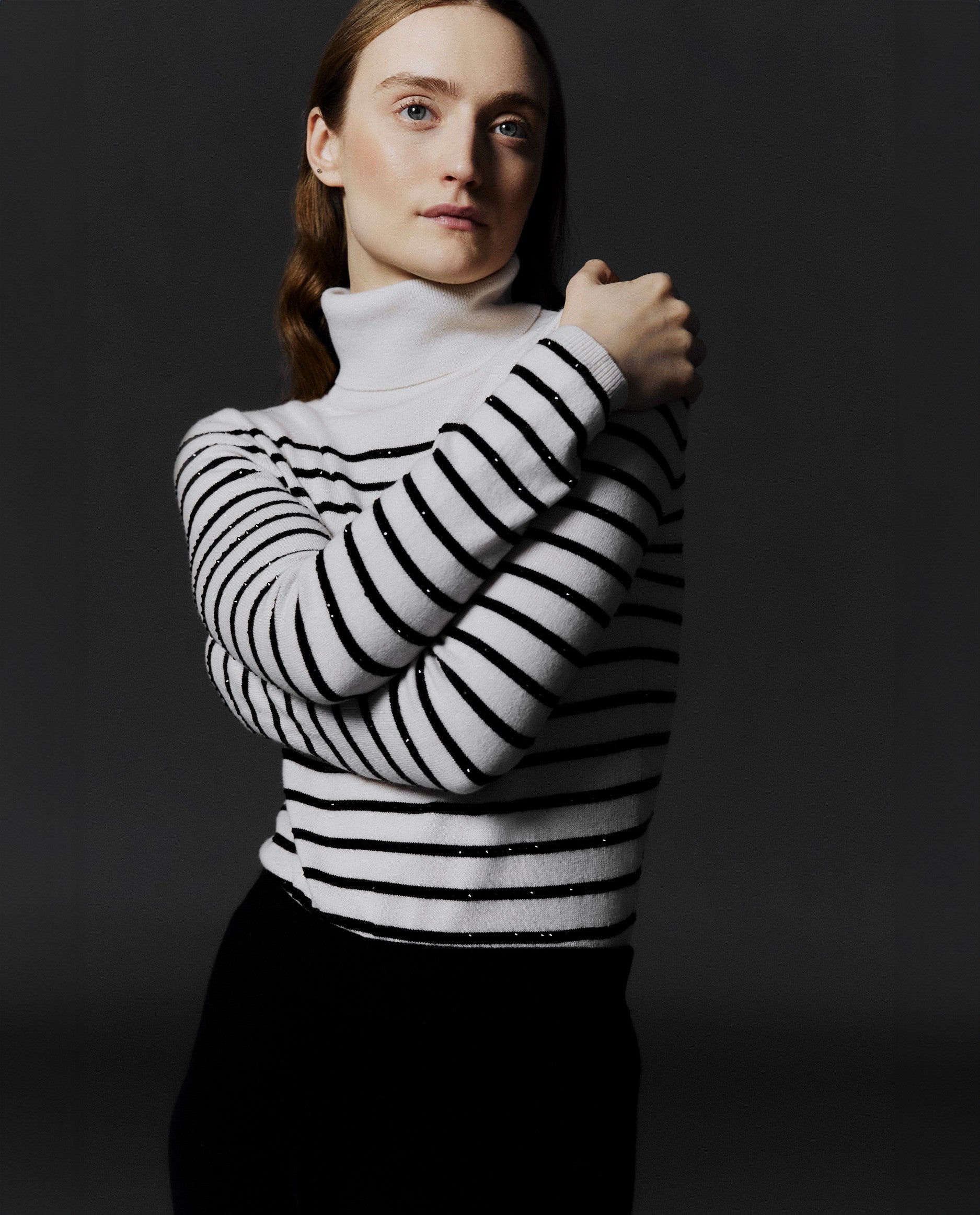245-17821-17035-0010 - Allude - 30% Cashmere 70% Wolle Active Beige Damen Feinstrick Langarm Pullover Rollkragen SAPG::245-17821 Taillierter Schnitt Winter 2024/2025 Wolle