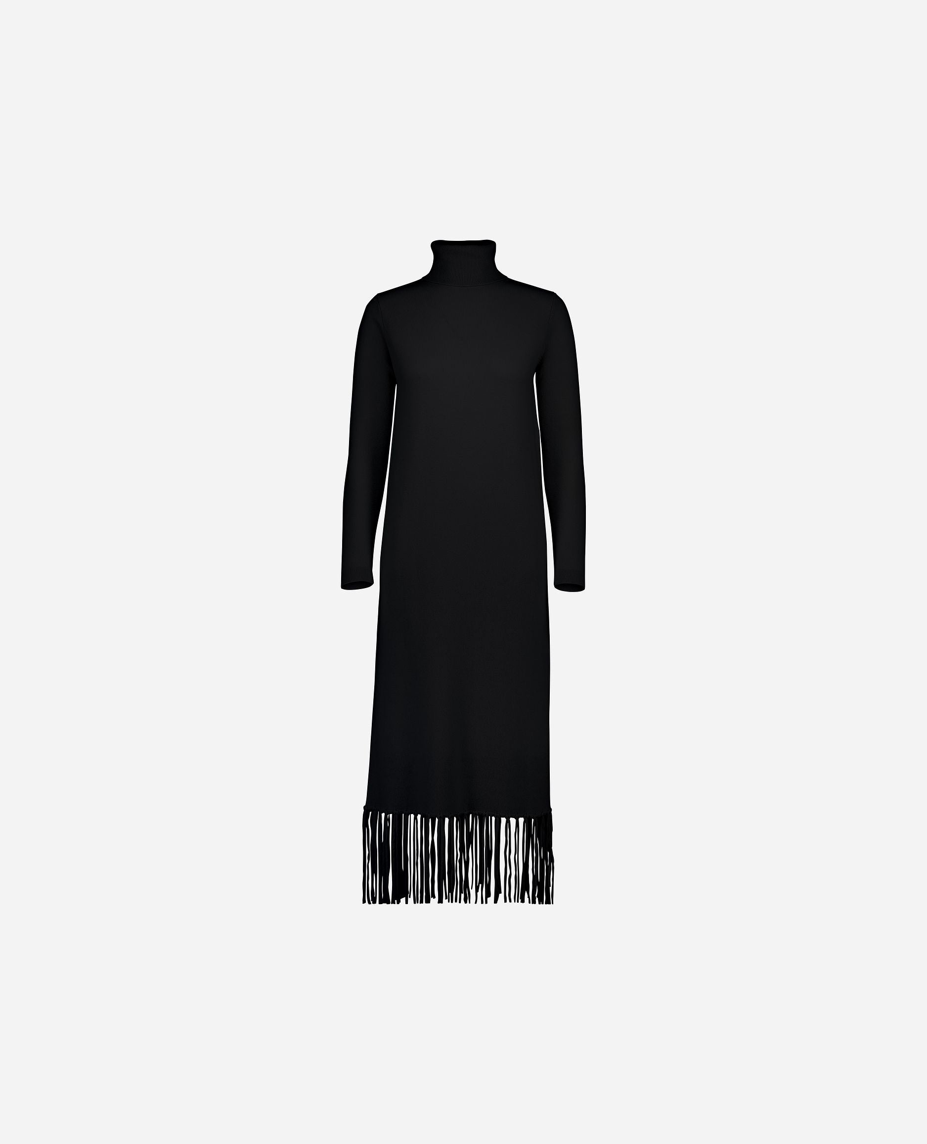 245-17831-90-S_hash_escaped_1 - Allude - 30% Cashmere 70% Wolle Active Damen Feinstrick Gerade Passform Kleid Langarm Rollkragen SAPG::245-17831 Schwarz Winter 2024/2025 Wolle