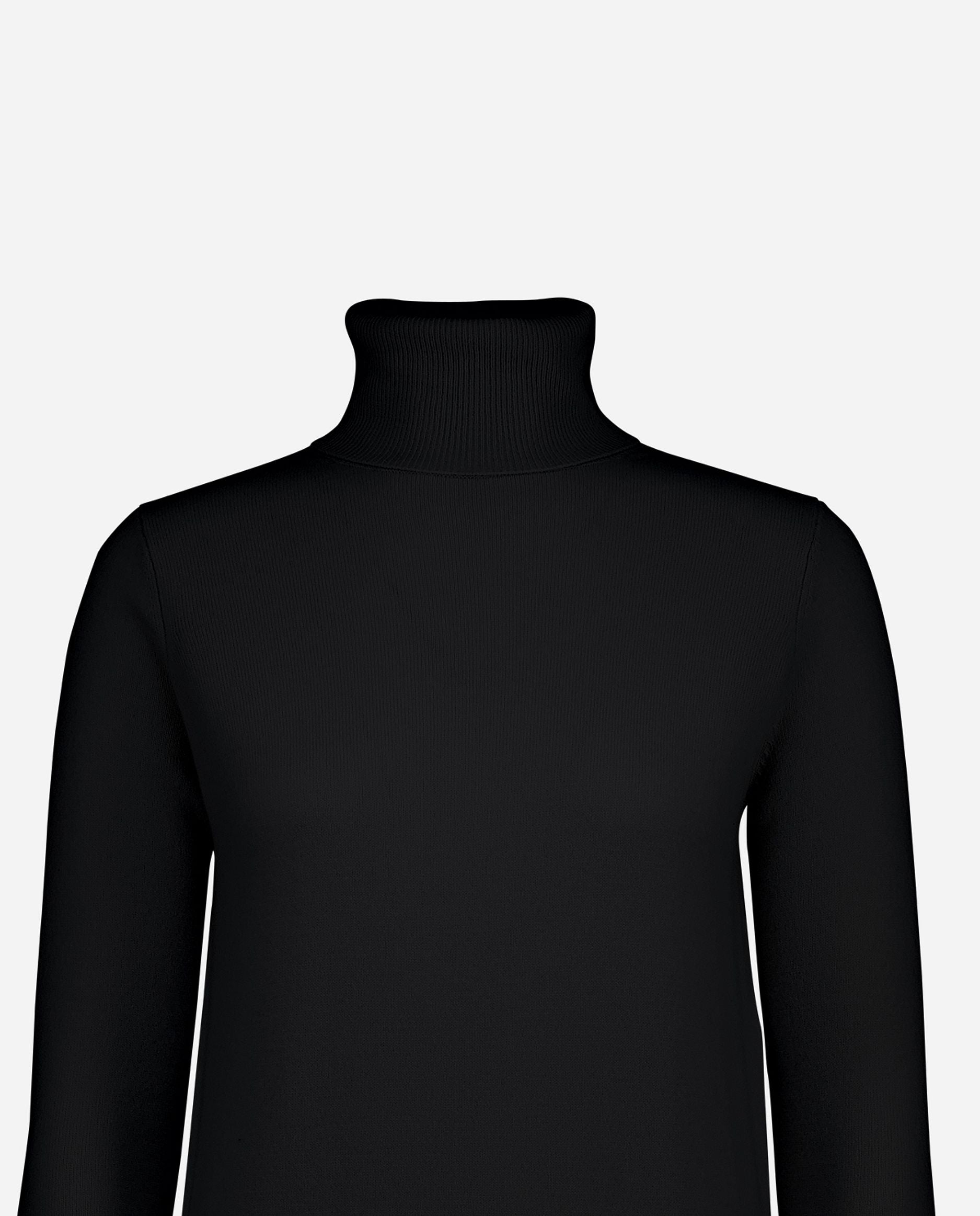 245-17831-90-S_hash_escaped_3 - Allude - 30% Cashmere 70% Wolle Active Damen Feinstrick Gerade Passform Kleid Langarm Rollkragen SAPG::245-17831 Schwarz Winter 2024/2025 Wolle