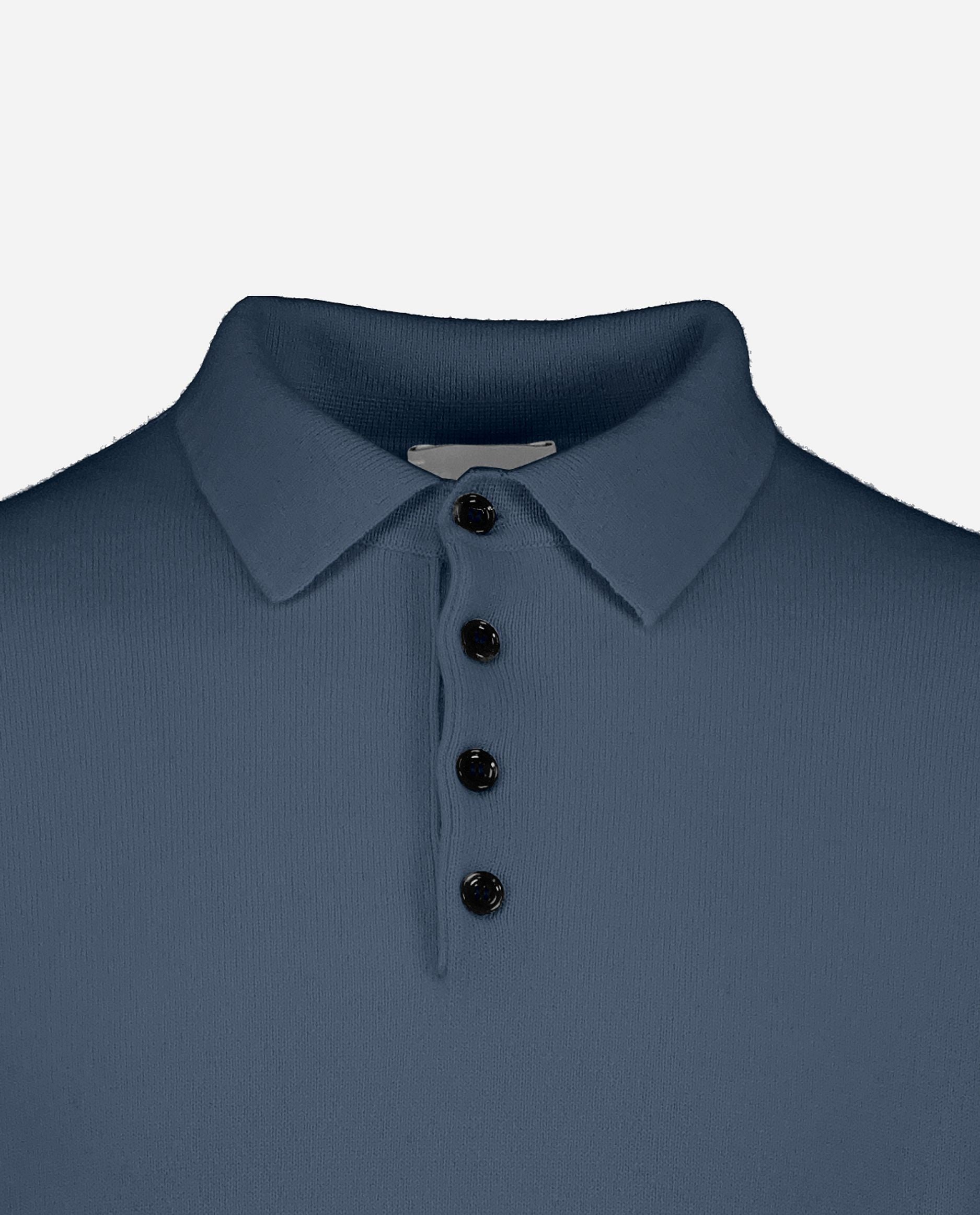 245-30023-15-3 - Allude - 100% Cashmere Active Blau Cashmere Feinstrick Flachstrick Herren Langarm NOS Polo Pullover SAPG::101-30023