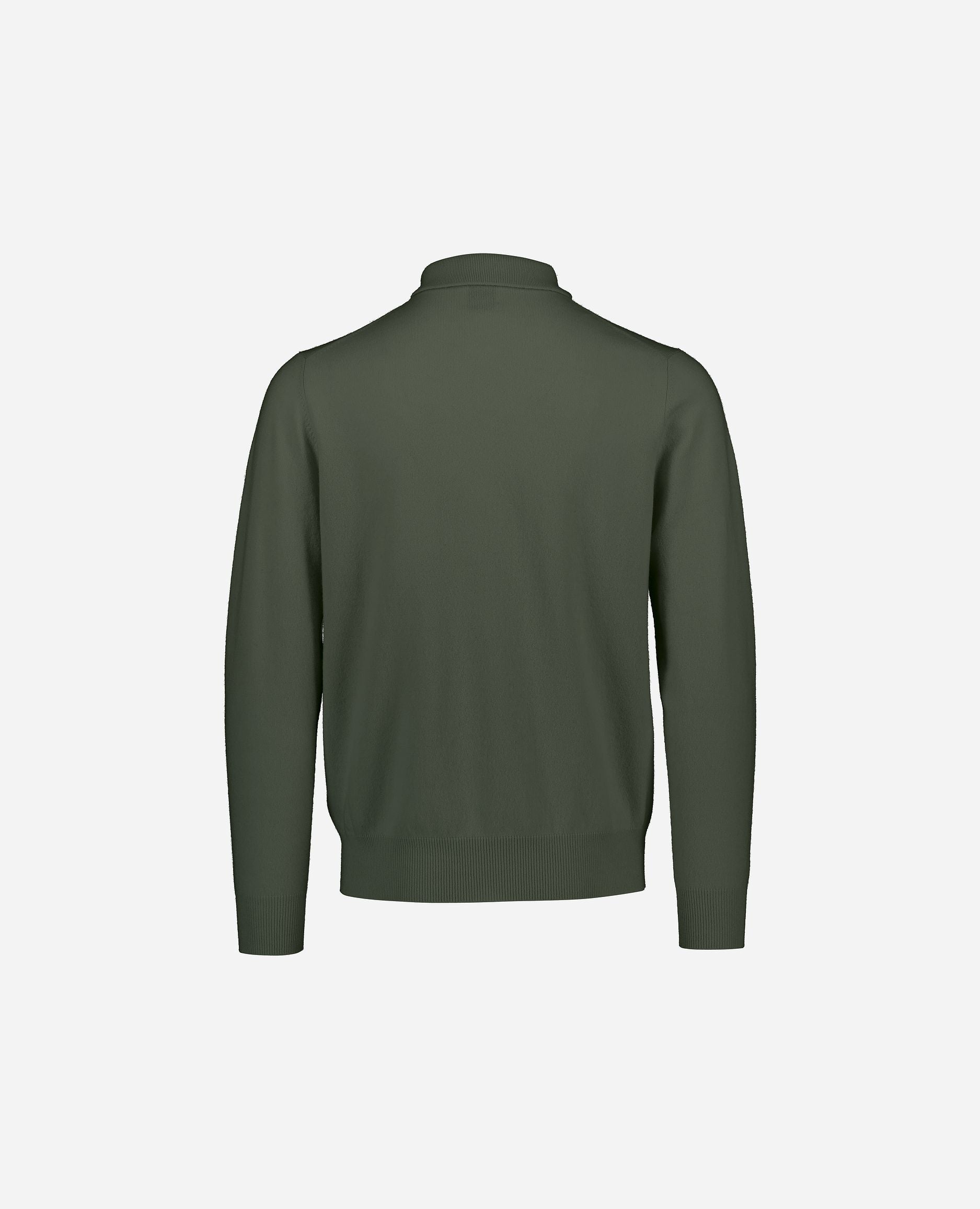 245-30023-34-2 - Allude - 100% Cashmere Active Cashmere Feinstrick Flachstrick Grün Herren Langarm NOS Polo Pullover SAPG::101-30023