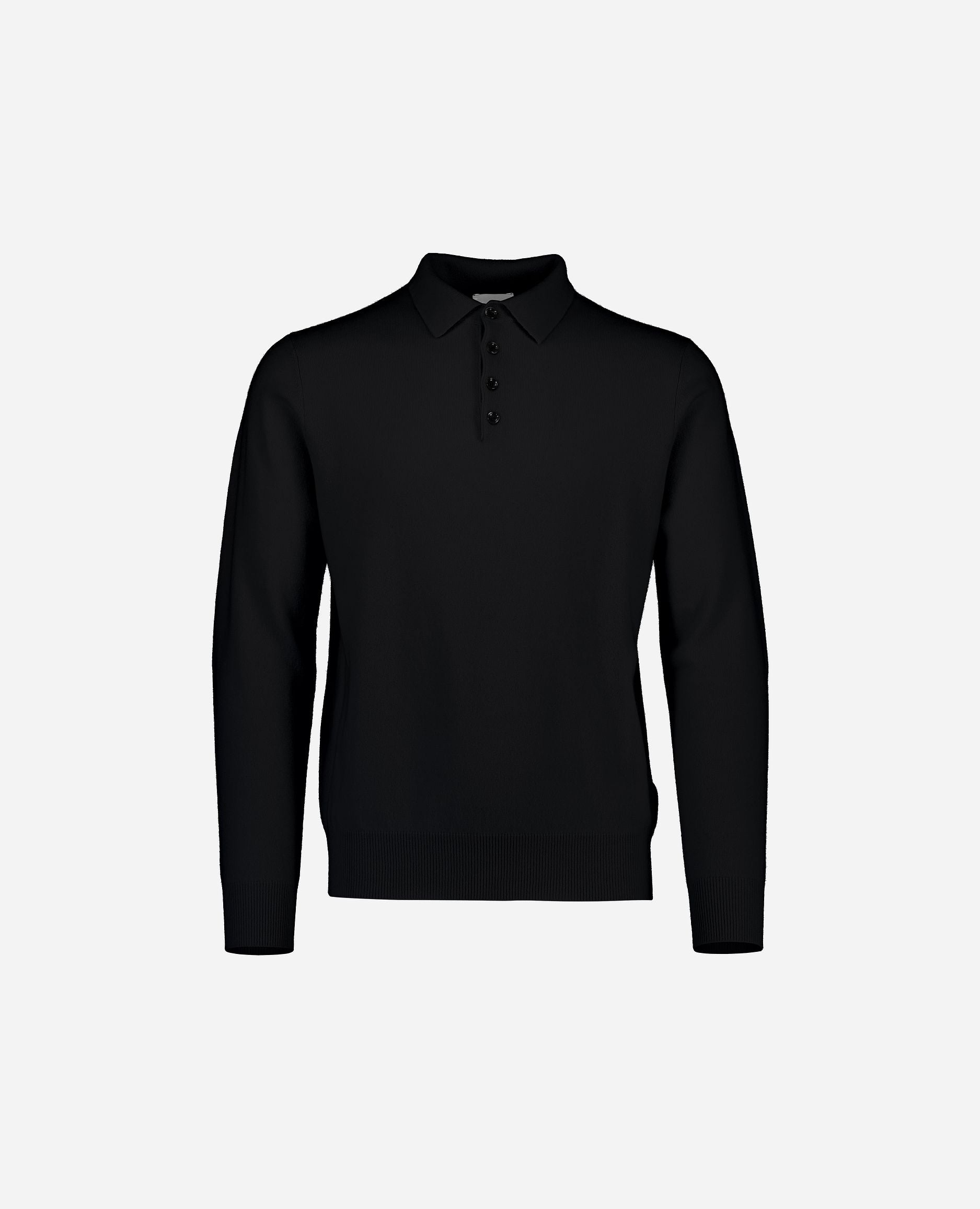 245-30023-90-1 - Allude - 100% Cashmere Active Cashmere Feinstrick Flachstrick Herren Langarm NOS Polo Pullover SAPG::101-30023 Schwarz