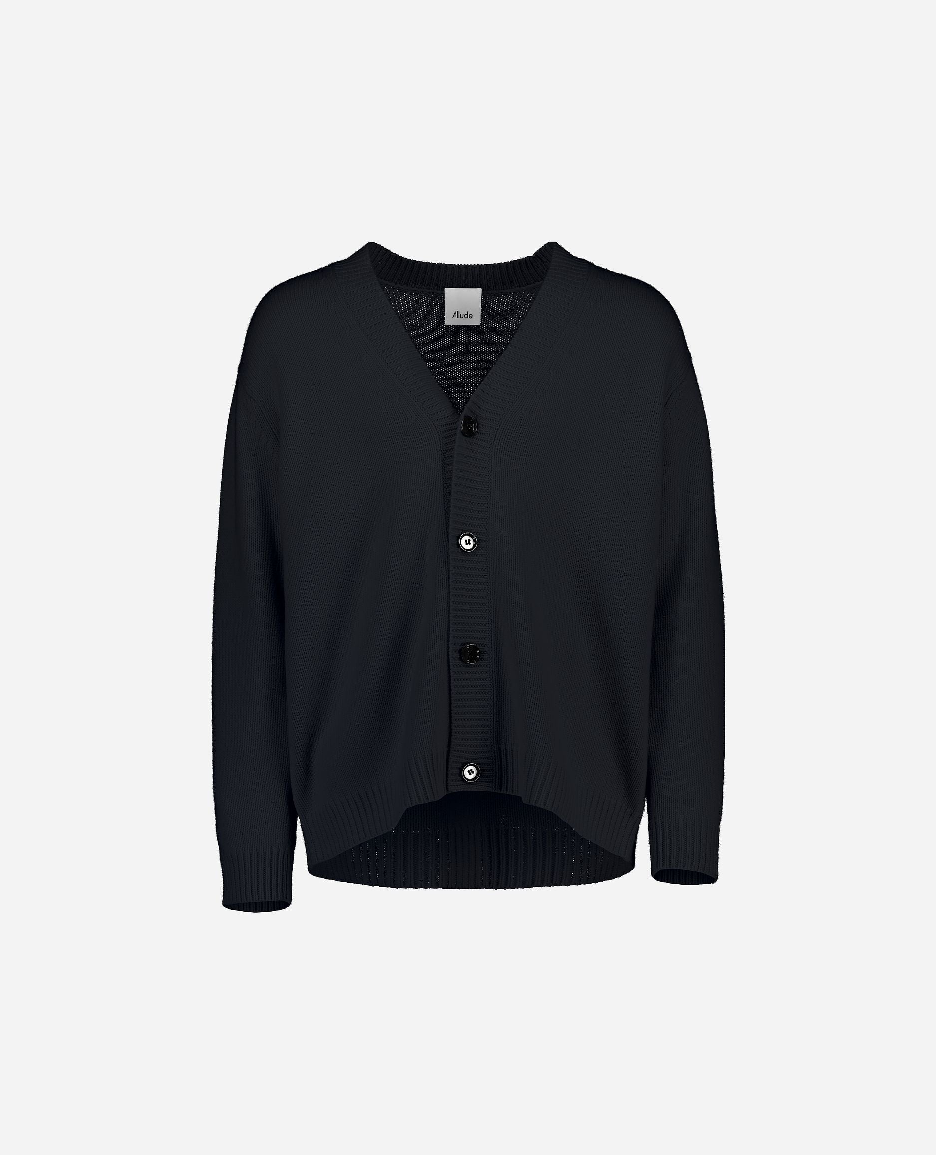 245-37000-14-S_hash_escaped_1 - Allude - 30% Cashmere 70% Wolle Active Grobstrick Herren Langarm Lockerer Schnitt Navy SAPG::245-37000 Strickjacke V-Ausschnitt Winter 2024/2025 Wolle