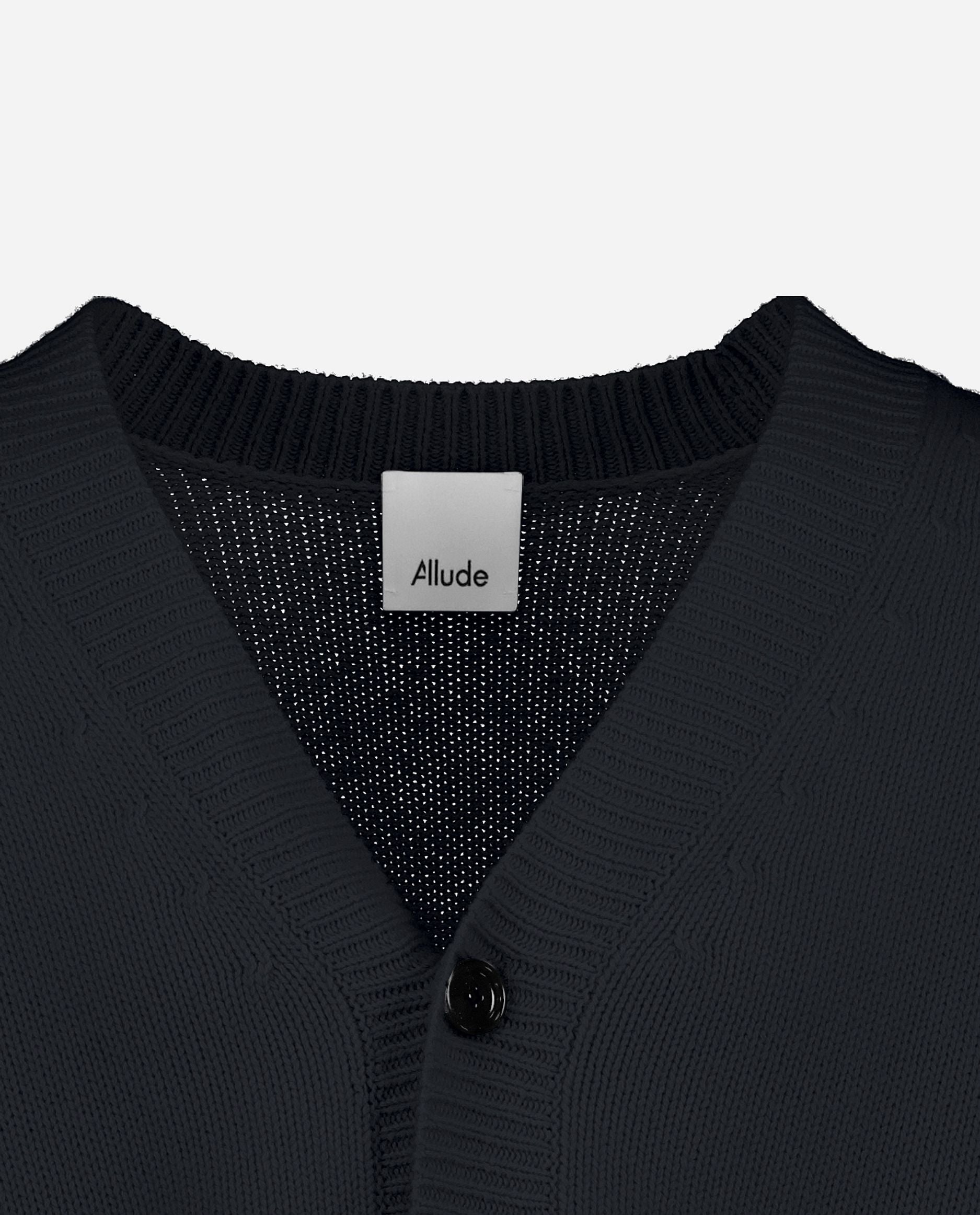 245-37000-14-S_hash_escaped_3 - Allude - 30% Cashmere 70% Wolle Active Grobstrick Herren Langarm Lockerer Schnitt Navy SAPG::245-37000 Strickjacke V-Ausschnitt Winter 2024/2025 Wolle