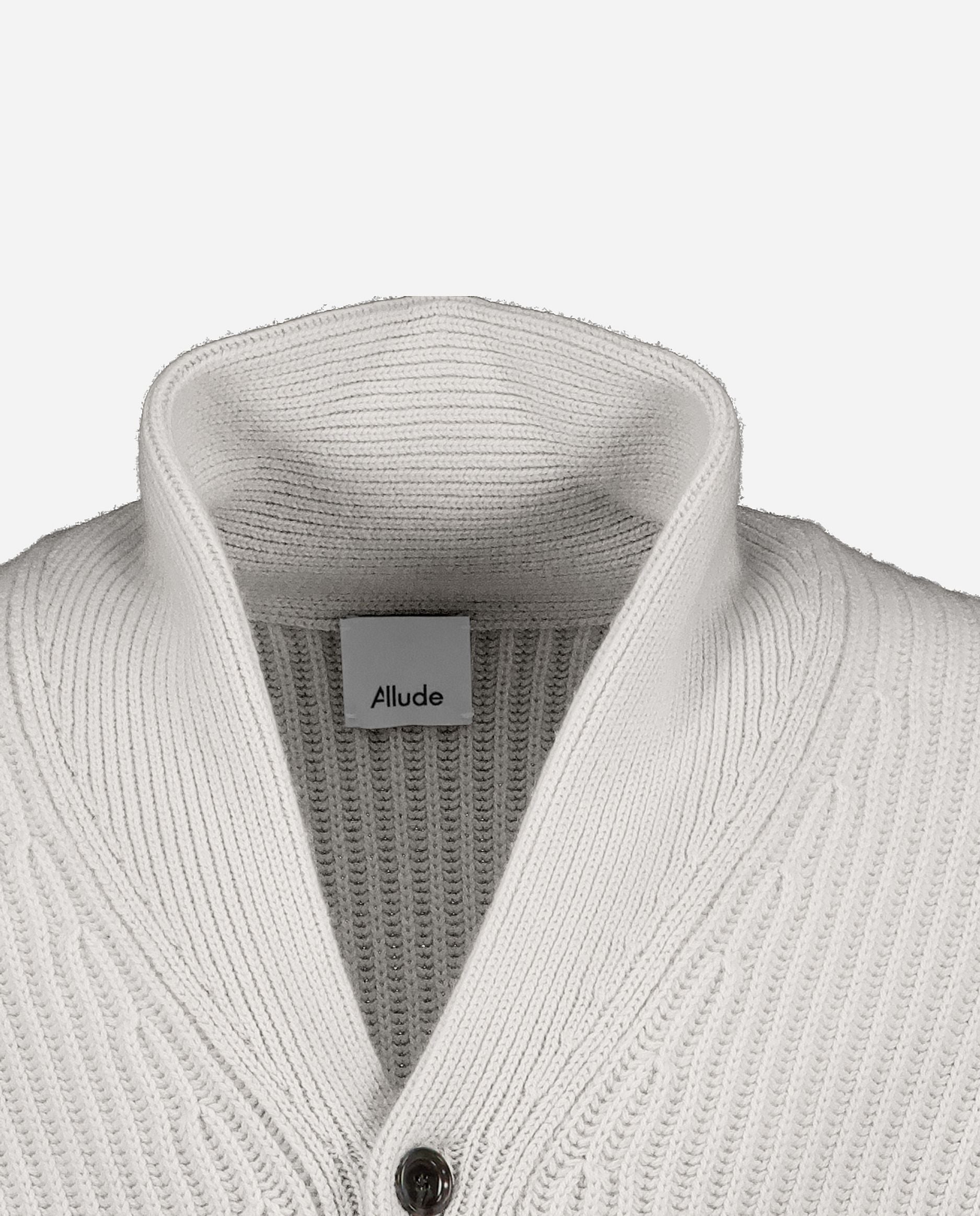 245-37600-80-S_hash_escaped_3 - Allude - 0 30% Cashmere 70% Wolle Active Grau Grobstrick Herren Langarm Lockerer Schnitt SAPG::245-37600 Strickjacke Winter 2024/2025 Wolle