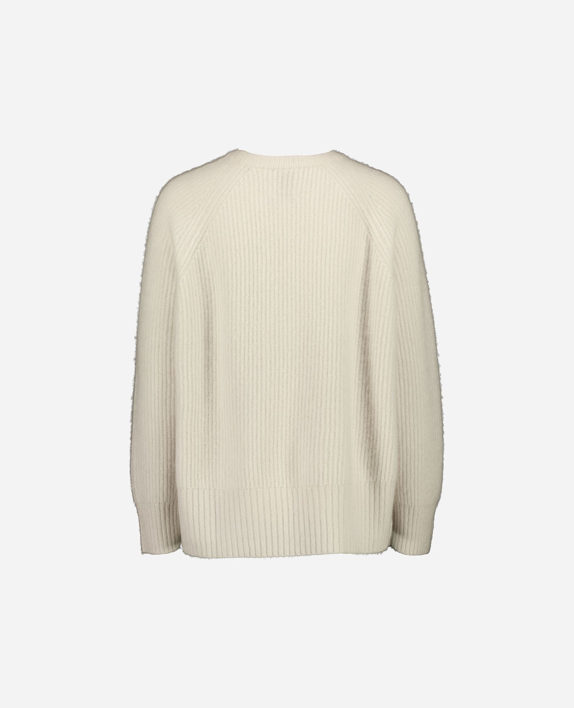 245-77001-40-S_hash_escaped_2 - Allude - 25% Seide 75% Cashmere Active Cashmere Damen Grobstrick Langarm Lockerer Schnitt Pullover Rundhalsausschnitt SAPG::245-77001 Weiß Winter 2024/2025