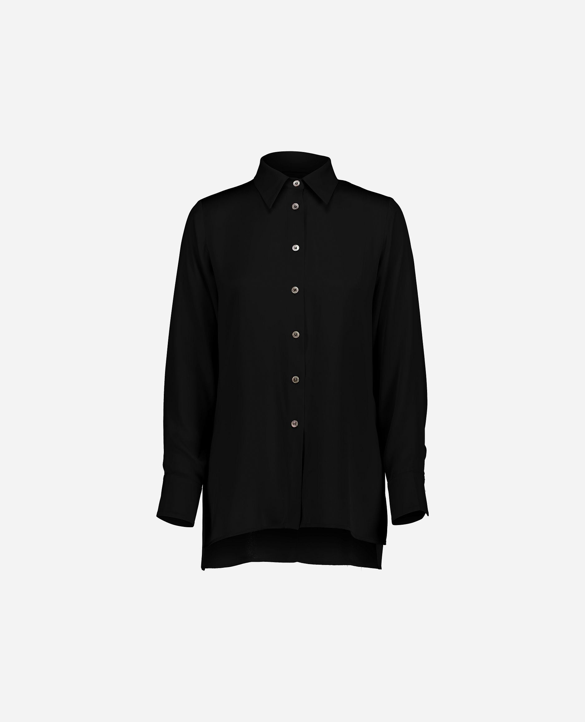 245-84000-90-S_hash_escaped_1 - Allude - 0 7% Spandex 93% Seide Active Bluse Damen Langarm Lockerer Schnitt SAPG::245-84000 Schwarz Seide Winter 2024/2025