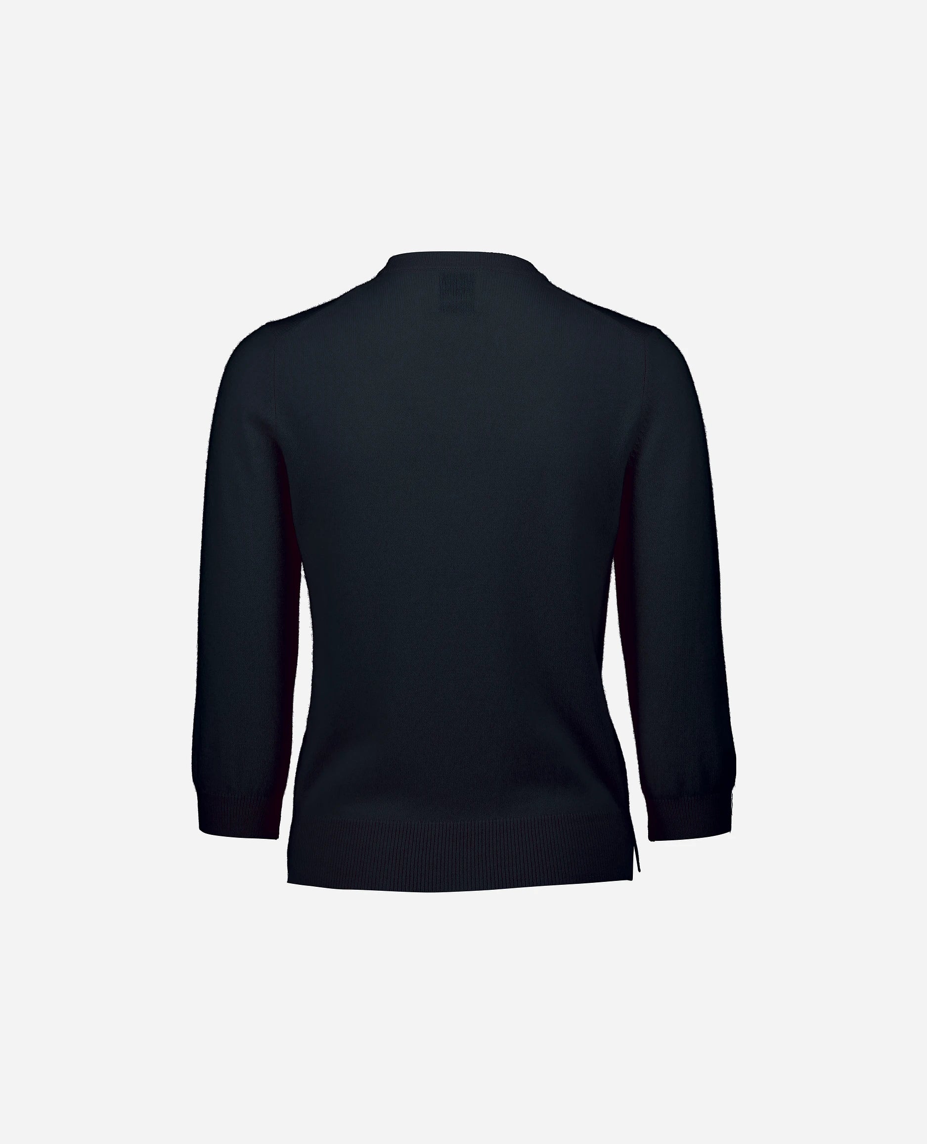 252-11107-14_4 - Allude - 100% Cashmere 3/4 Arm Active Cashmere Damen Feinstrick Navy Rundhals SAPG::252-11107 Spring/Summer 2025 Strickjacke Taillierter Schnitt