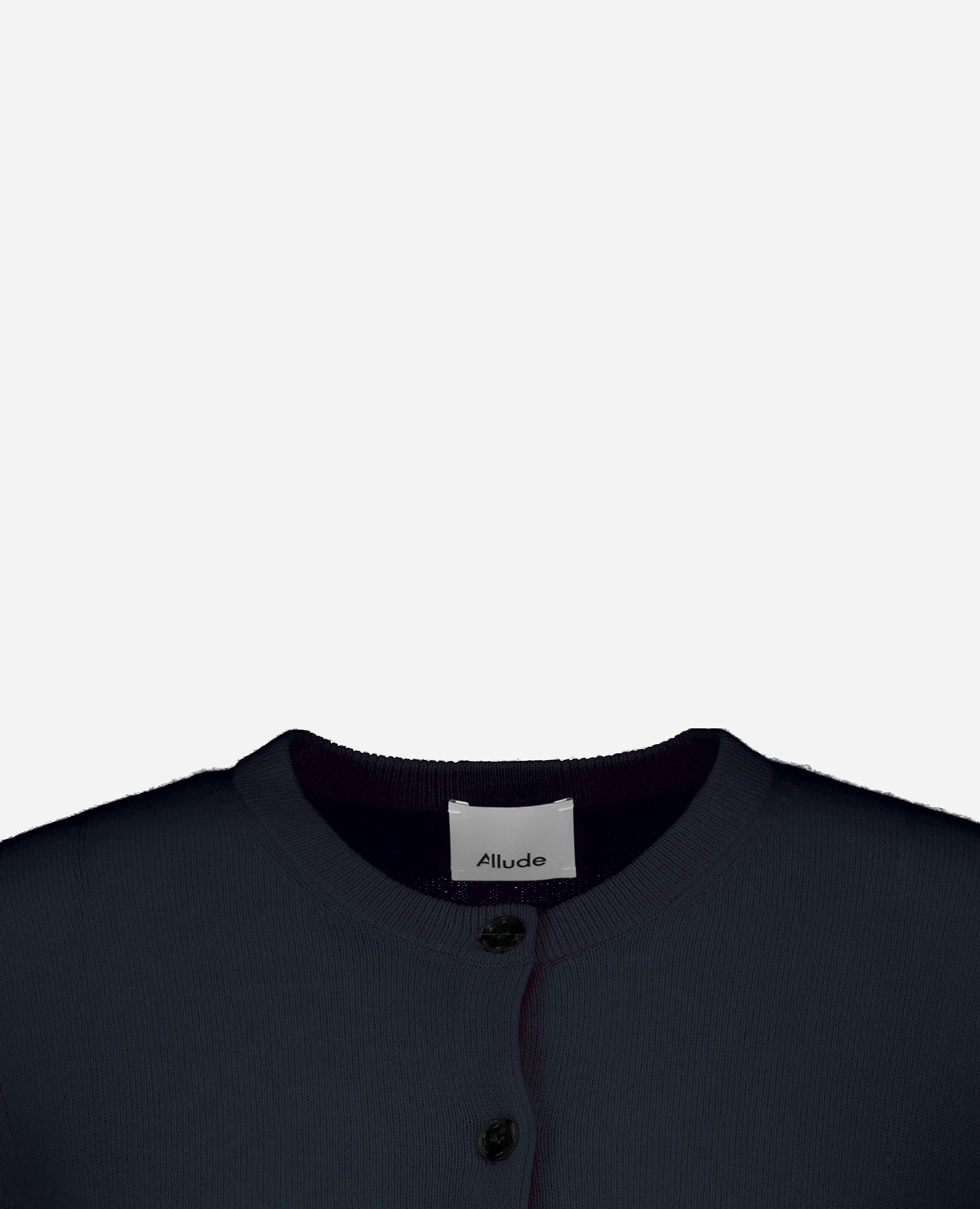 252-11107-14_40 - Allude - 100% Cashmere 3/4 Arm Active Cashmere Damen Feinstrick Navy Rundhals SAPG::252-11107 Spring/Summer 2025 Strickjacke Taillierter Schnitt