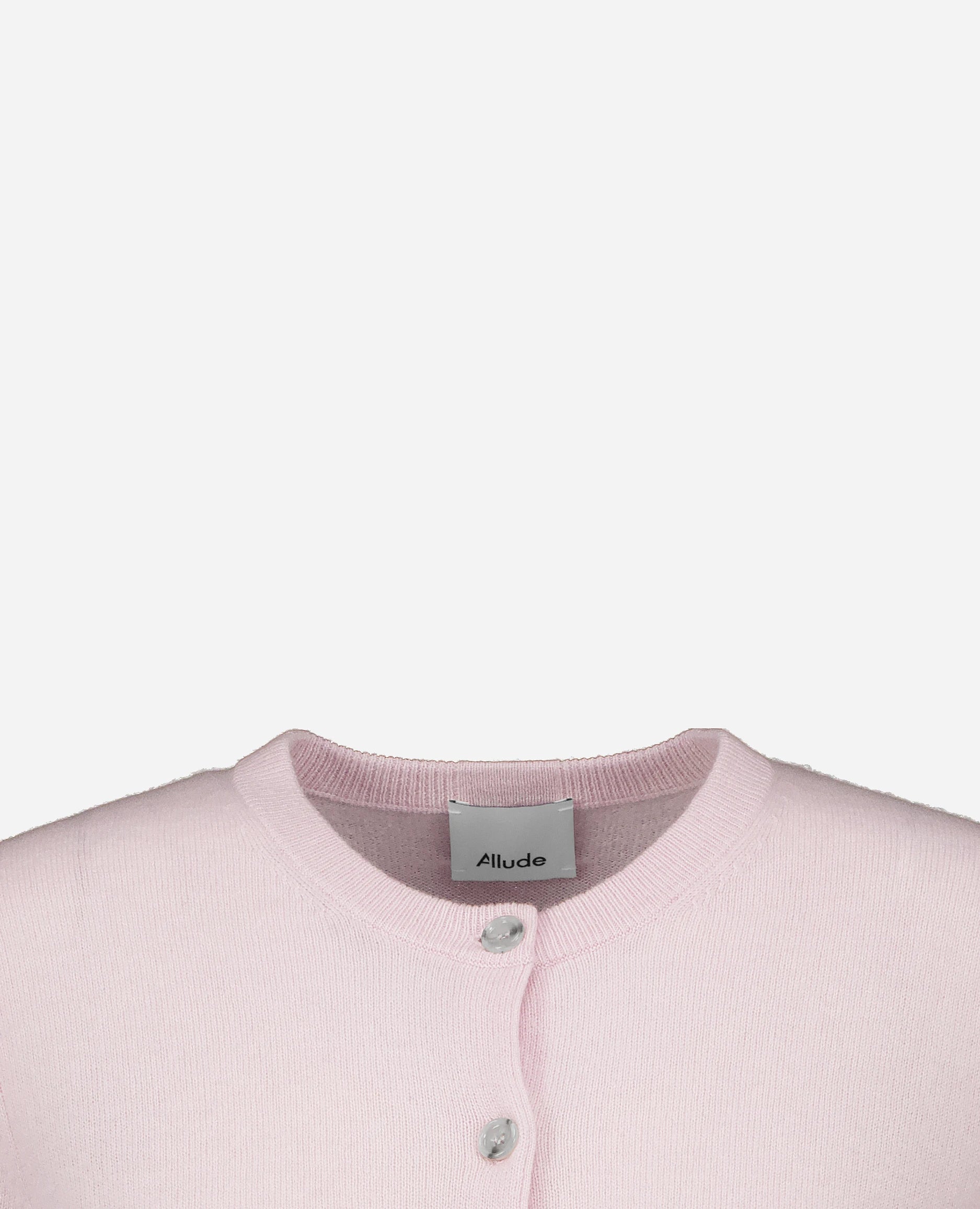 252-11107-60_40_48a27aca-a0af-483c-9e53-501ce8e5883f - Allude - 100% Cashmere 3/4 Arm Active Cashmere Damen Feinstrick Rose Rundhals SAPG::252-11107 Spring/Summer 2025 Strickjacke Taillierter Schnitt