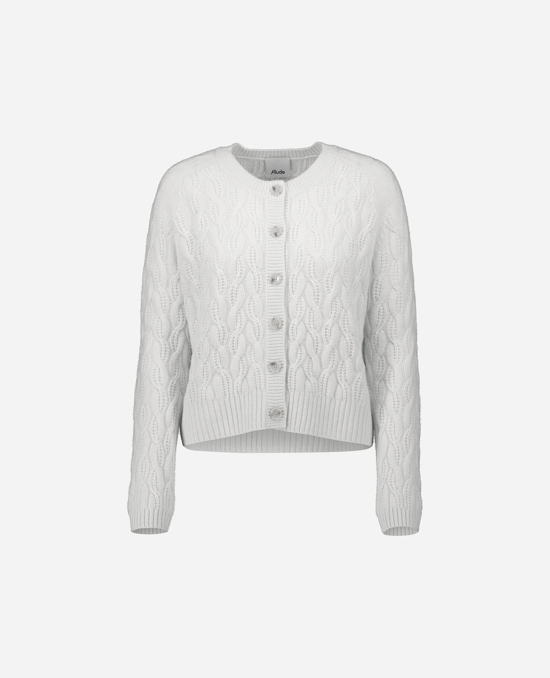 252-11121-40_3 - Allude - 100% Cashmere Active Cashmere Damen Kastiger Schnitt Langarm mittelschwerer Strick NEW Rundhals SAPG::252-11121 Spring/Summer 2025 Strickjacke Weiß