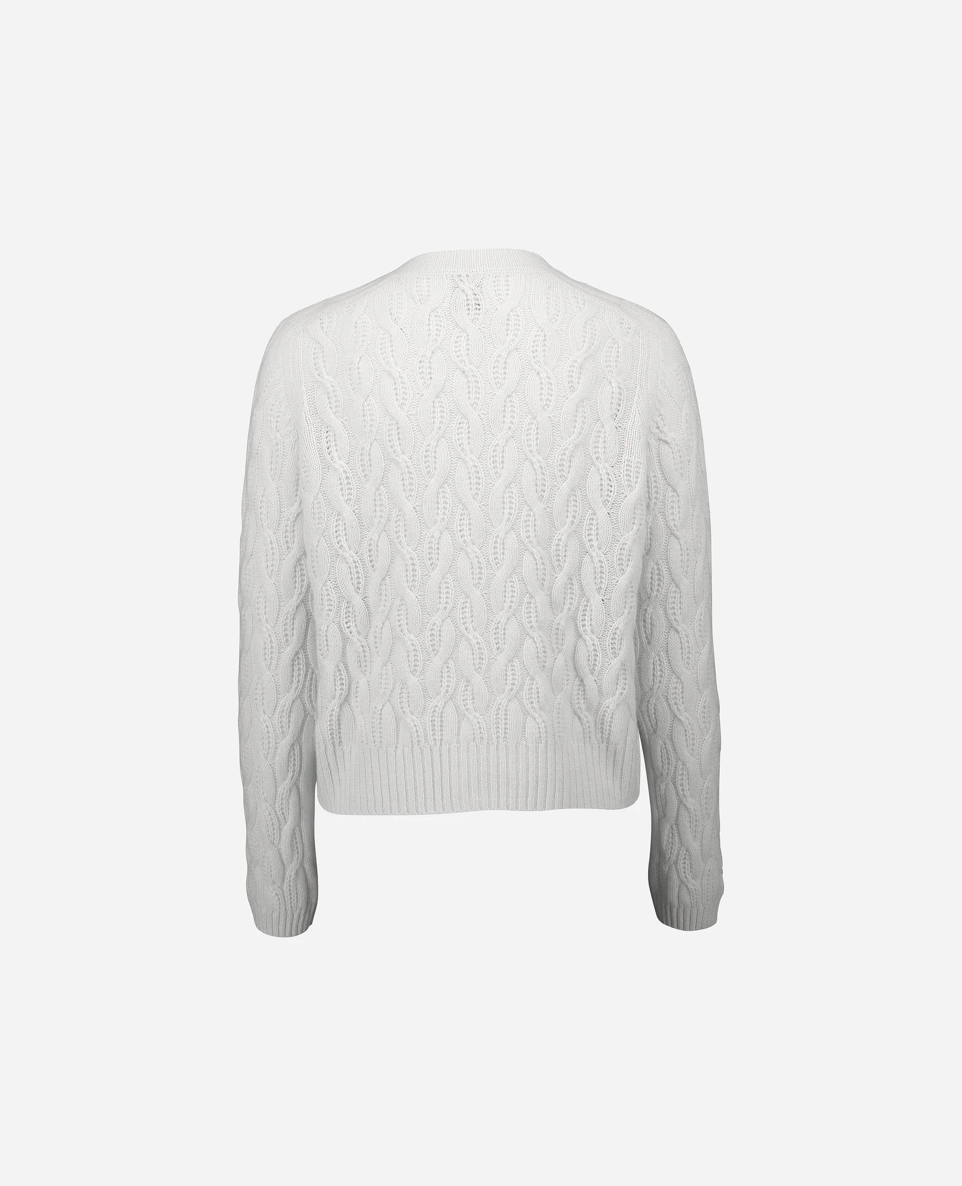 252-11121-40_4 - Allude - 100% Cashmere Active Cashmere Damen Kastiger Schnitt Langarm mittelschwerer Strick NEW Rundhals SAPG::252-11121 Spring/Summer 2025 Strickjacke Weiß