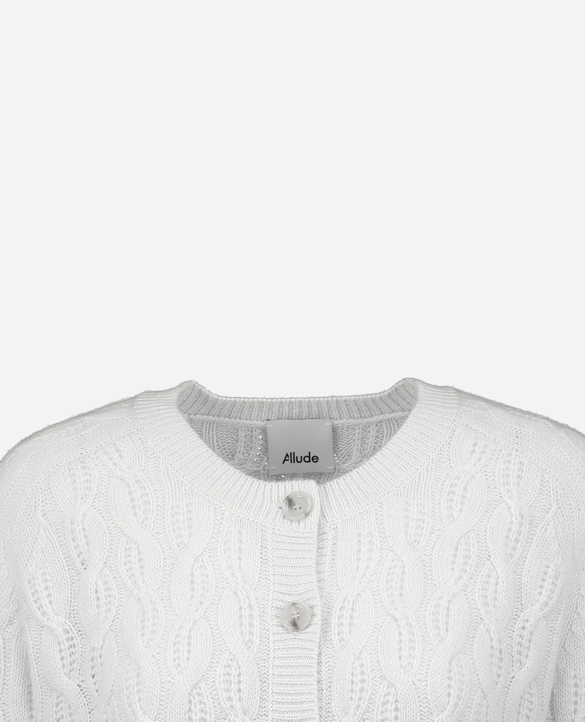 252-11121-40_40 - Allude - 100% Cashmere Active Cashmere Damen Kastiger Schnitt Langarm mittelschwerer Strick NEW Rundhals SAPG::252-11121 Spring/Summer 2025 Strickjacke Weiß