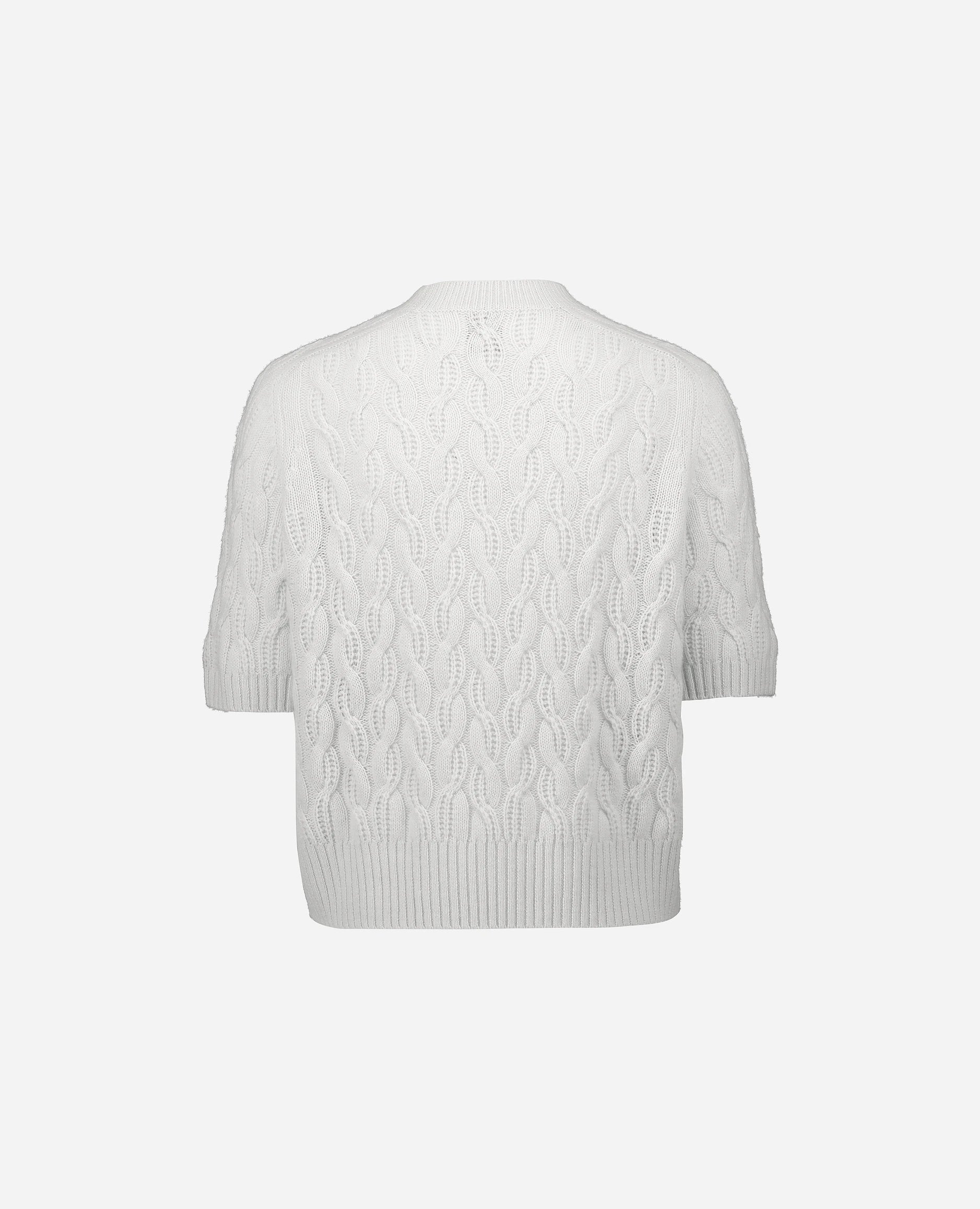 252-11122-40_4 - Allude - 100% Cashmere Active Cashmere Damen Halbarm Kastiger Schnitt mittelschwerer Strick Pullover Rundhals SAPG::252-11122 Spring/Summer 2025 Weiß