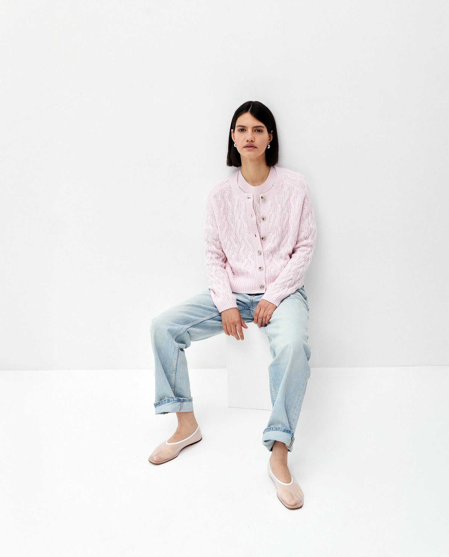 252-11122-60_10 - Allude - 100% Cashmere Active Cashmere Damen Halbarm Kastiger Schnitt mittelschwerer Strick Pullover Rose Rundhals SAPG::252-11122 Spring/Summer 2025