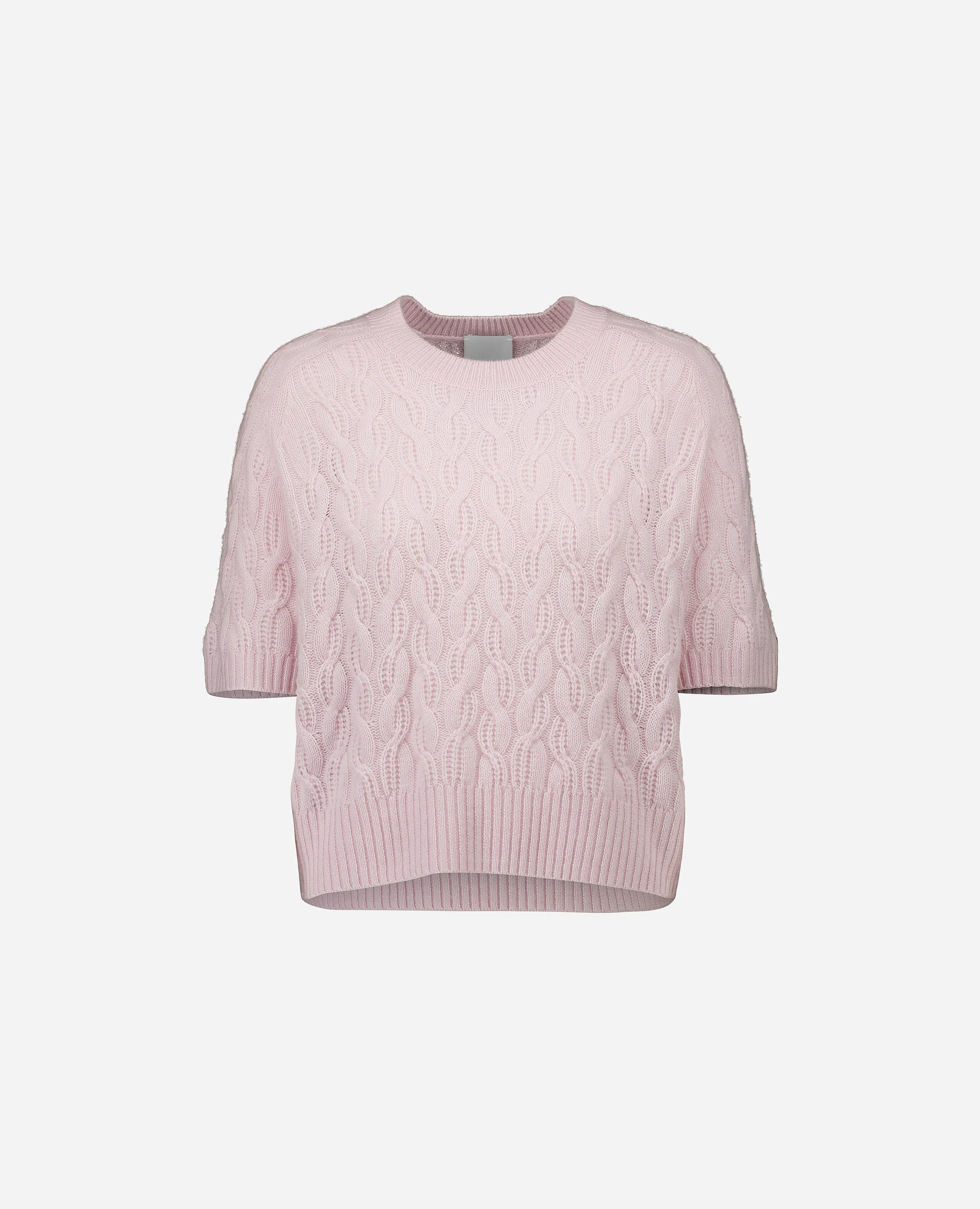 252-11122-60_3 - Allude - 100% Cashmere Active Cashmere Damen Halbarm Kastiger Schnitt mittelschwerer Strick Pullover Rose Rundhals SAPG::252-11122 Spring/Summer 2025