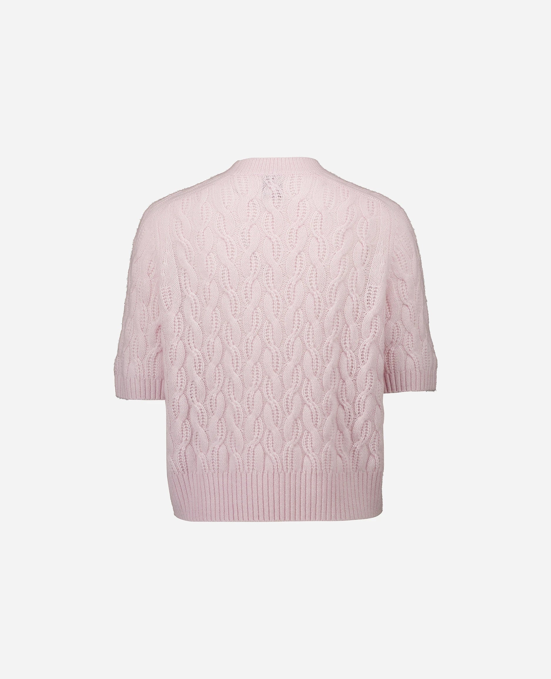 252-11122-60_4 - Allude - 100% Cashmere Active Cashmere Damen Halbarm Kastiger Schnitt mittelschwerer Strick Pullover Rose Rundhals SAPG::252-11122 Spring/Summer 2025