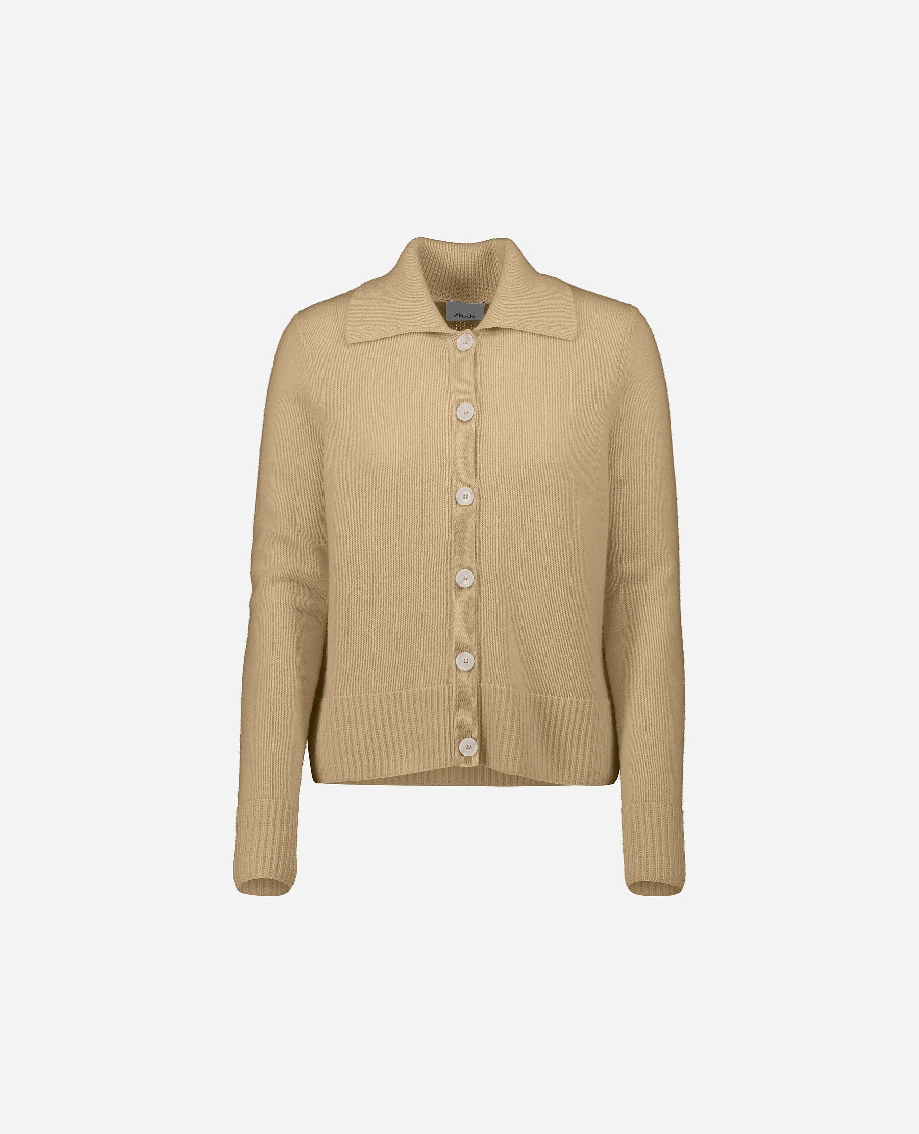 252-11230-42_3 - Allude - 100% Cashmere Active Beige Cashmere Damen Langarm Lockerer Schnitt mittelschwerer Strick SAPG::252-11230 Spring/Summer 2025 Strickjacke