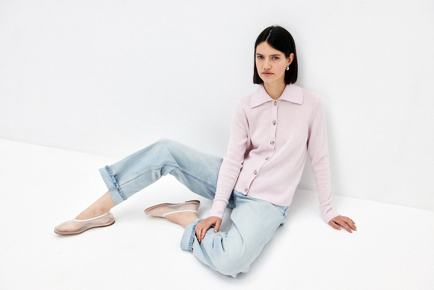 252-11230-60_11 - Allude - 100% Cashmere Active Cashmere Damen Langarm Lockerer Schnitt mittelschwerer Strick Rose SAPG::252-11230 Spring/Summer 2025 Strickjacke