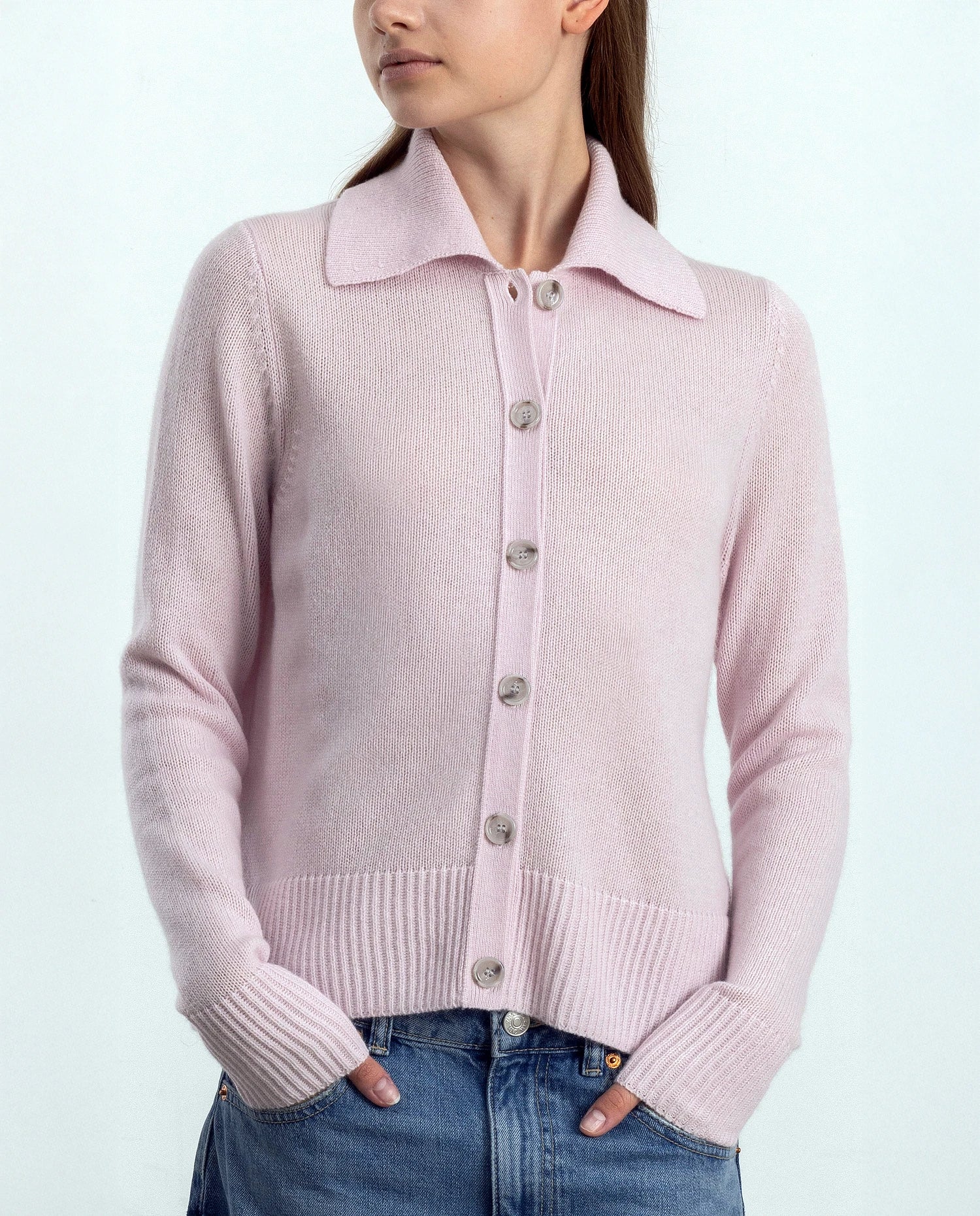 252-11230-60_20 - Allude - 100% Cashmere Active Cashmere Damen Langarm Lockerer Schnitt mittelschwerer Strick Rose SAPG::252-11230 Spring/Summer 2025 Strickjacke