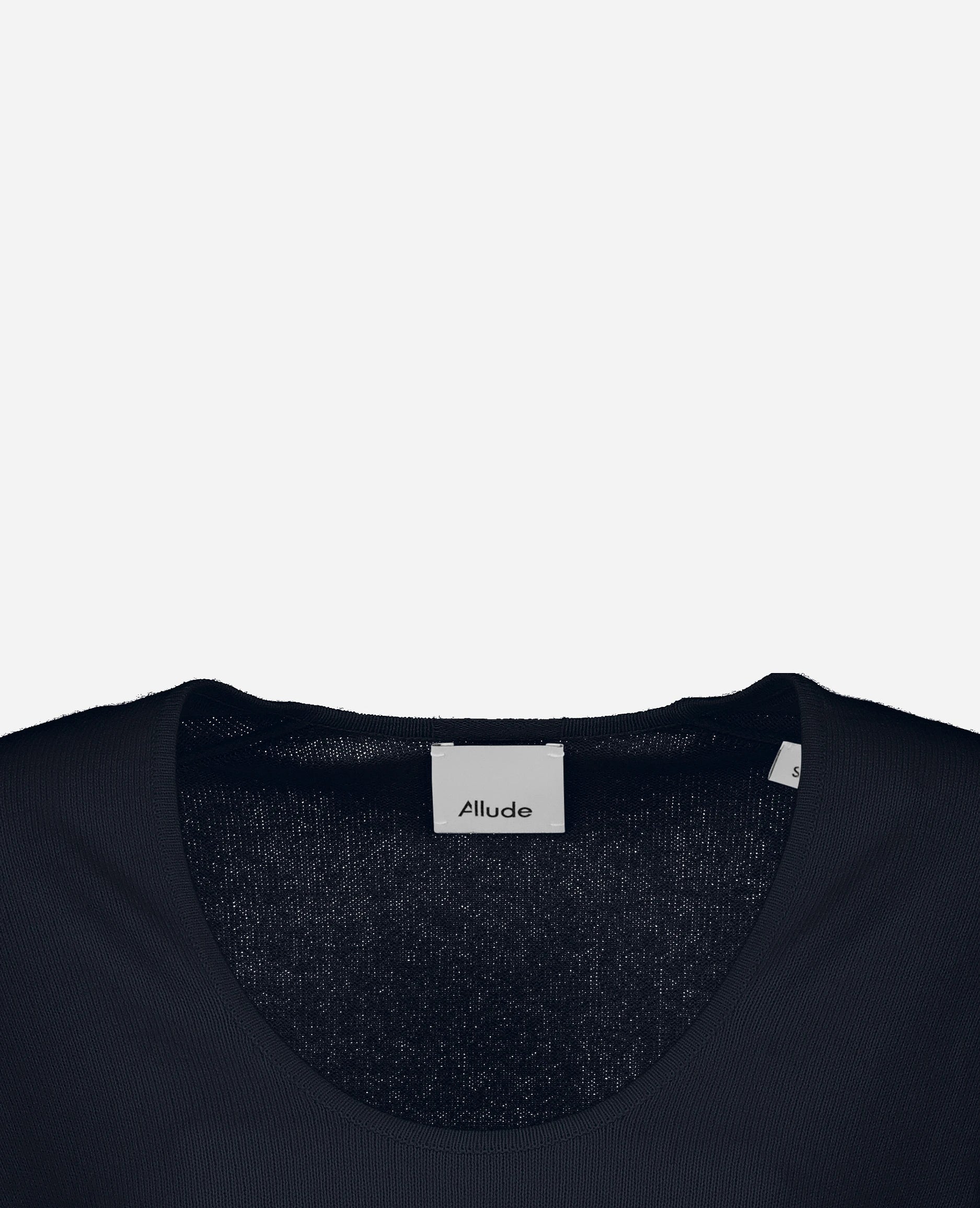 252-15013-14_40 - Allude - 30% Cashmere 70% Baumwolle Active Baumwoll-Mischung Damen Feinstrick Gerade Passform Halbarm Navy Pullover Rundhals SAPG::252-15013 Spring/Summer 2025