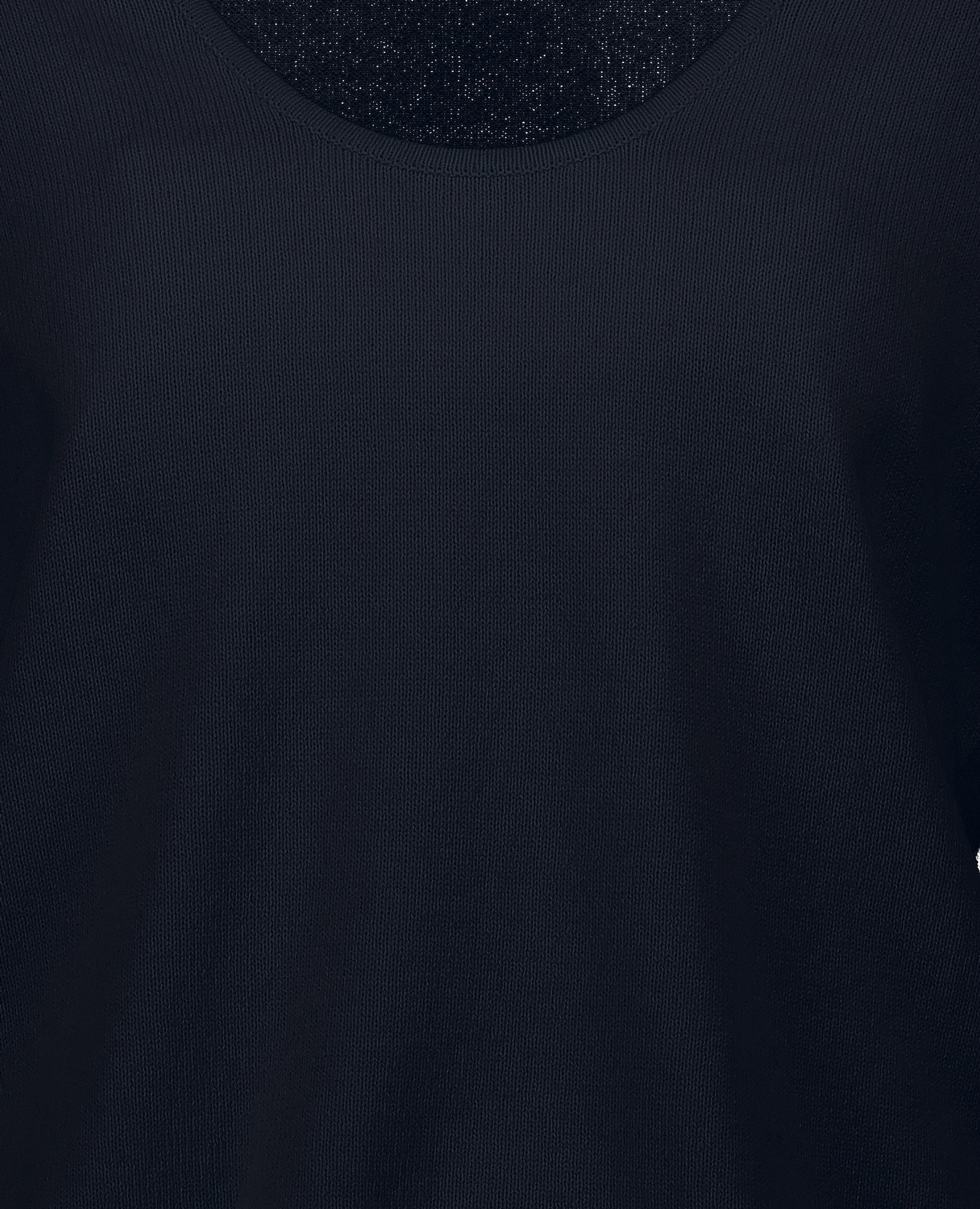 252-15013-14_41 - Allude - 30% Cashmere 70% Baumwolle Active Baumwoll-Mischung Damen Feinstrick Gerade Passform Halbarm Navy Pullover Rundhals SAPG::252-15013 Spring/Summer 2025