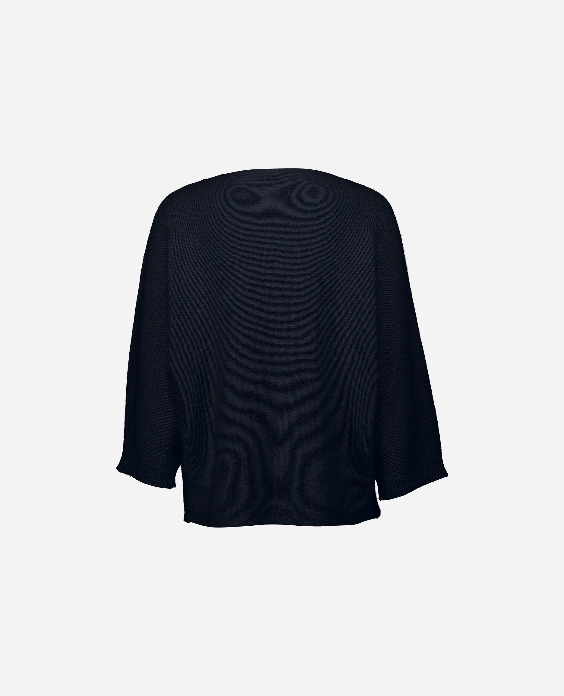 252-15033-14_4 - Allude - 30% Cashmere 70% Baumwolle Active Baumwoll-Mischung Bootshalsausschnitt Damen Grobstrick Langarm Lockerer Schnitt Navy Pullover SAPG::252-15033 Spring/Summer 2025