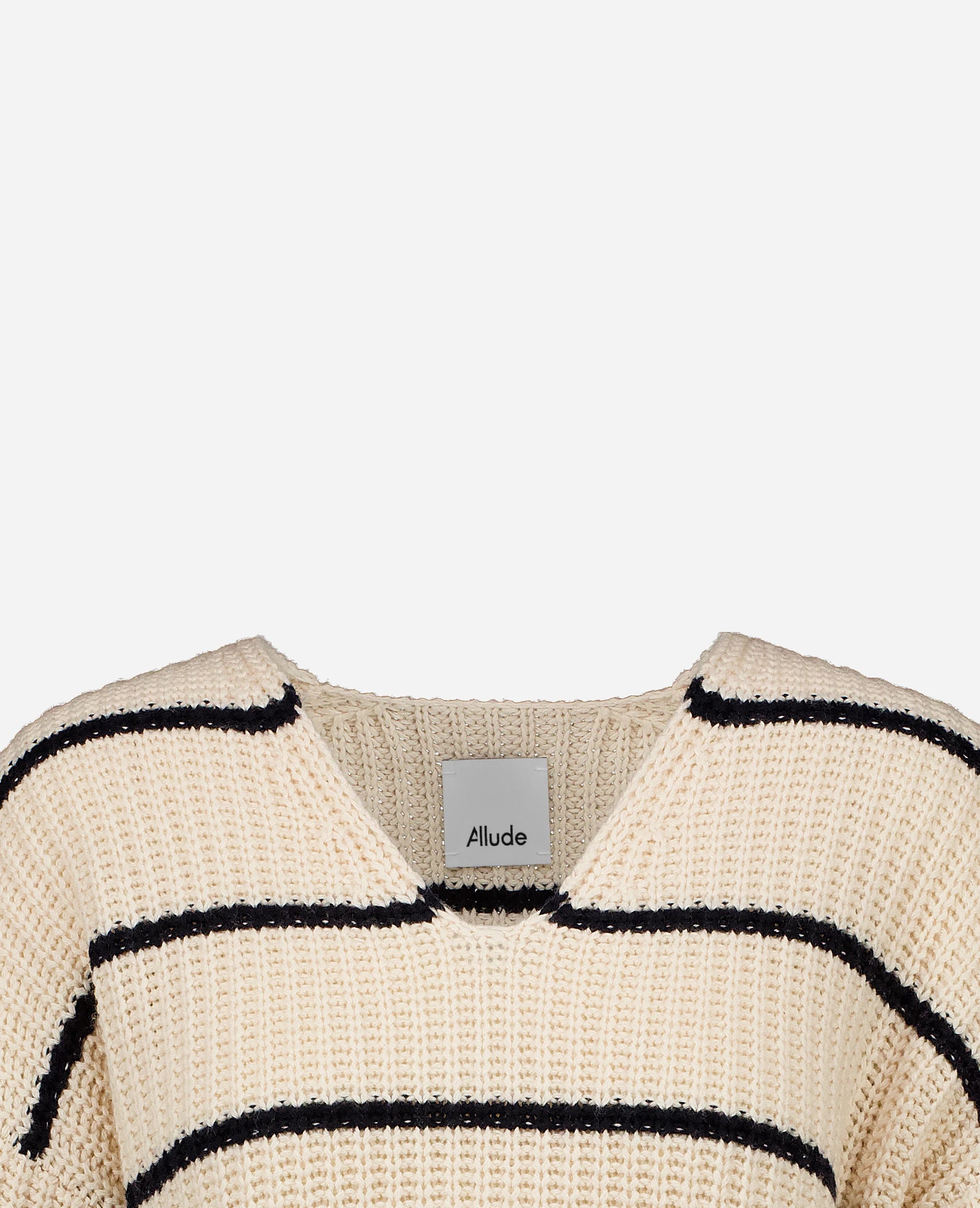 252-15042-4114_40 - Allude - 30% Cashmere 70% Baumwolle Active Allude x Eisbach Baumwoll-Mischung Beige Damen Grobstrick Langarm Lockerer Schnitt Pullover SAPG::252-15042 Spring/Summer 2025 V-Ausschnitt