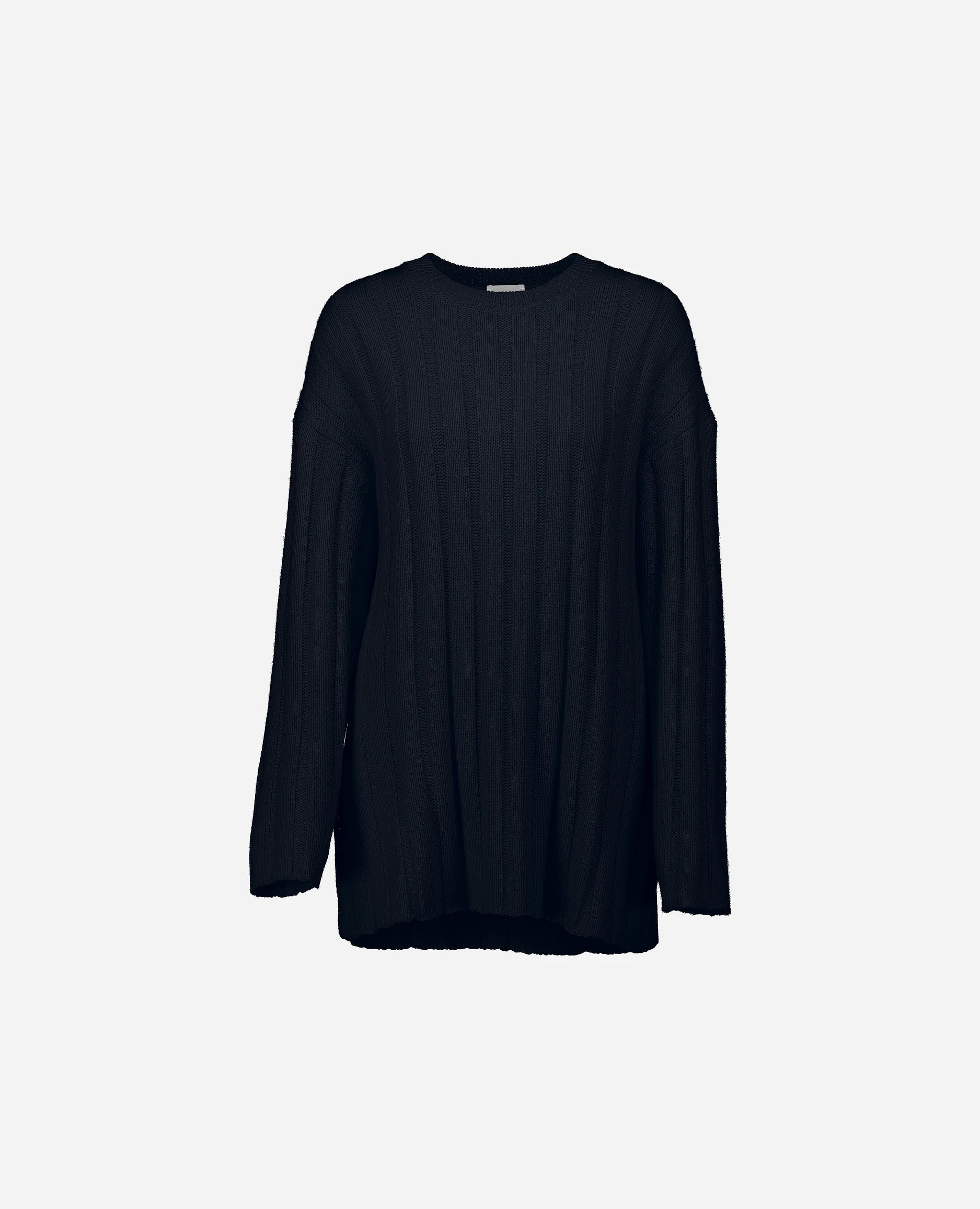 252-15053-14_3 - Allude - 30% Cashmere 70% Baumwolle Active Baumwoll-Mischung Damen Grobstrick Langarm Lockerer Schnitt Navy SAPG::252-15053 Spring/Summer 2025 Tunika