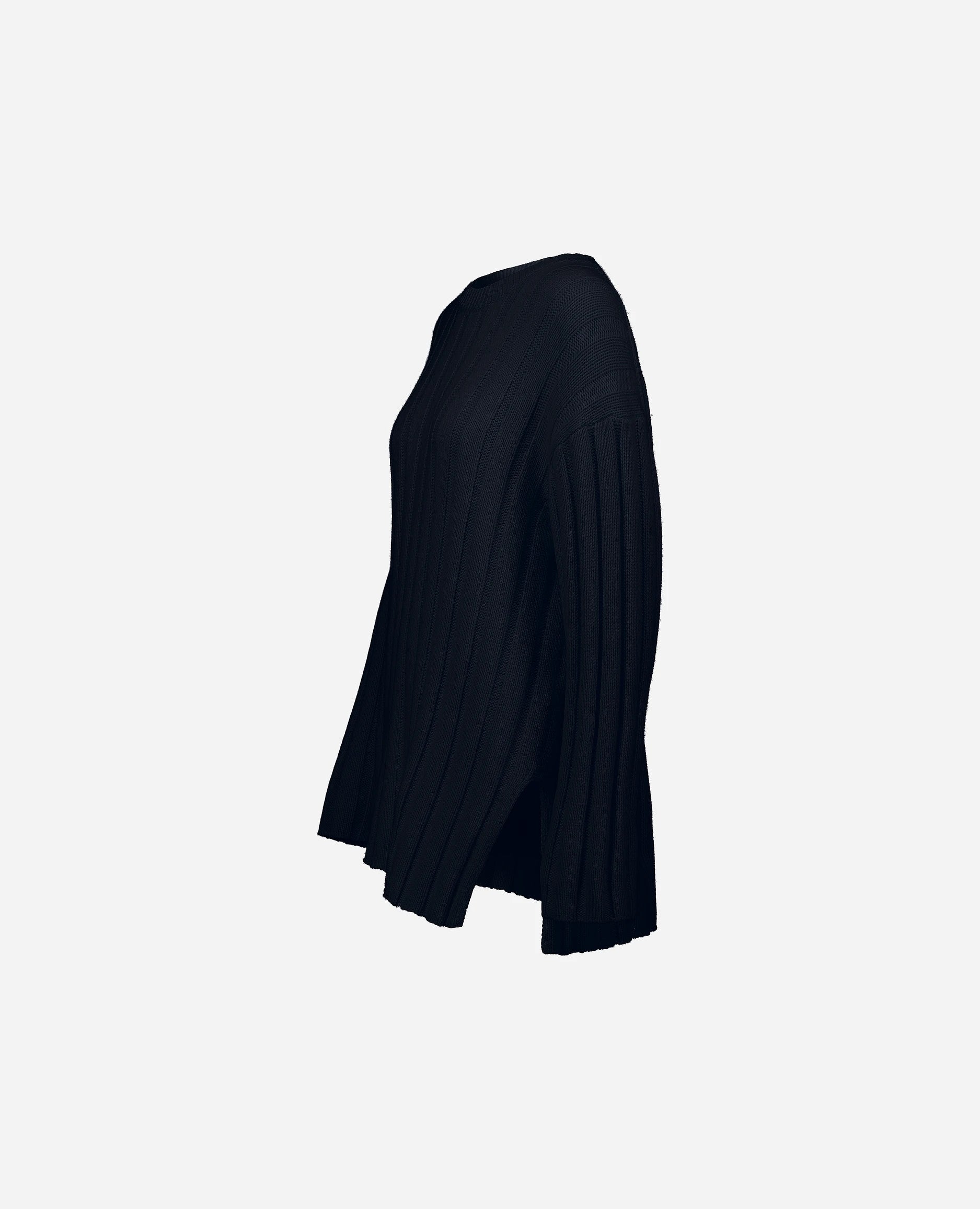 252-15053-14_42 - Allude - 30% Cashmere 70% Baumwolle Active Baumwoll-Mischung Damen Grobstrick Langarm Lockerer Schnitt Navy SAPG::252-15053 Spring/Summer 2025 Tunika